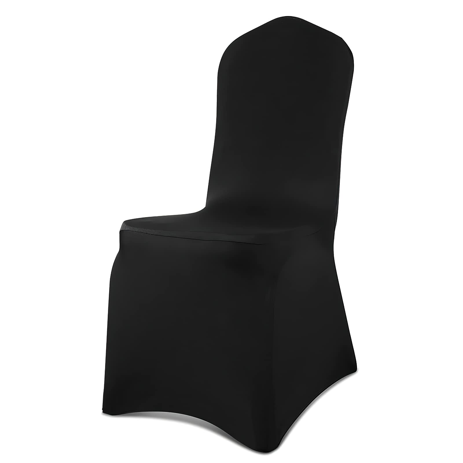 Washable Stretch Chair Covers for Dining Room - Polyester Spandex Slipcovers for Wedding, Party & Banquet (100-Pack, Flat Black) | Durable & Removable Seat Covers for Home, Restaurant & Event Decor