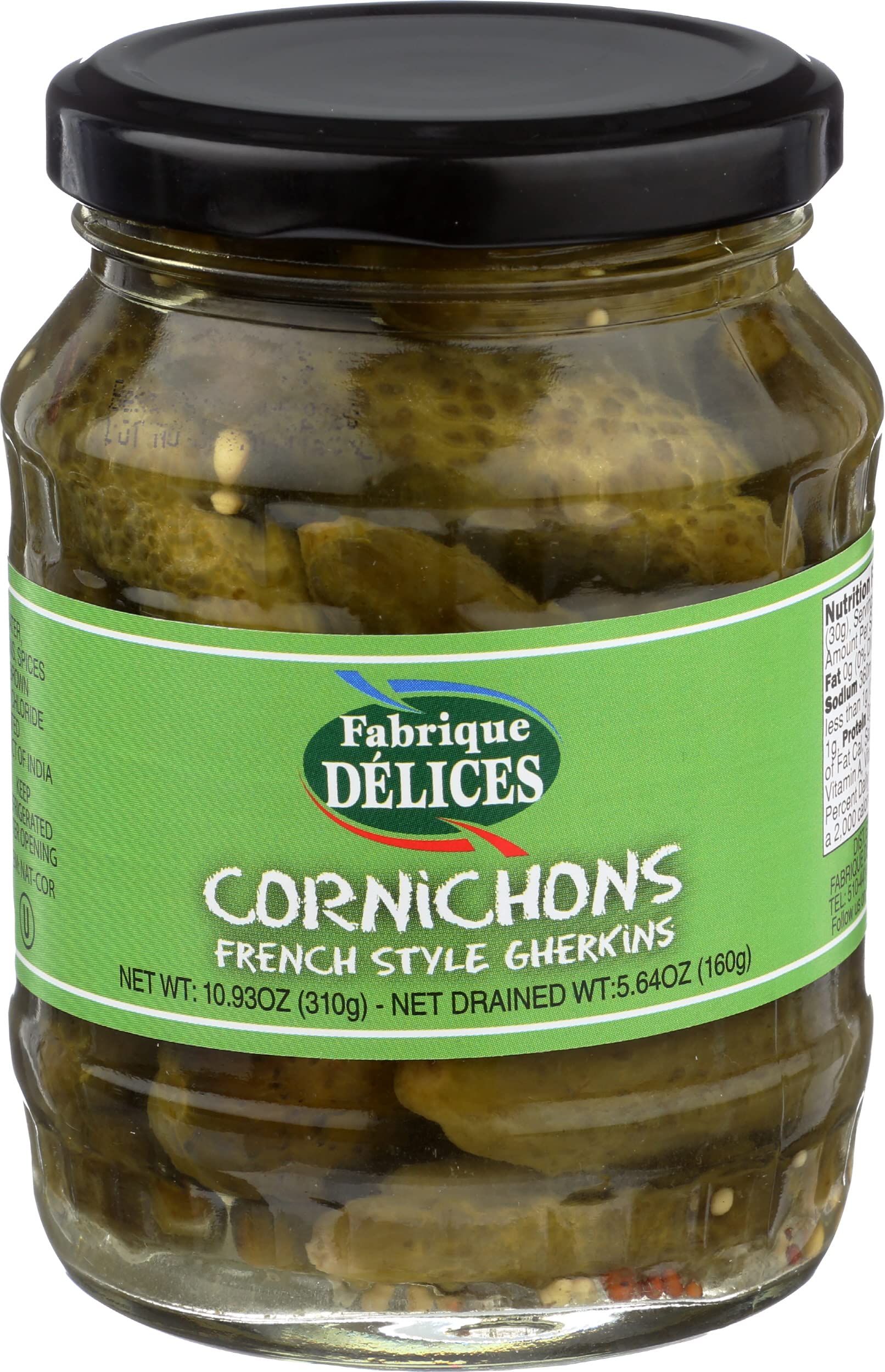 Fabrique Delices French Style Cornichons Gherkins - 10.93 oz Glass Jar (Pack of 12) | Premium Pickles for Charcuterie Boards, Sandwiches & Cocktail Garnishes