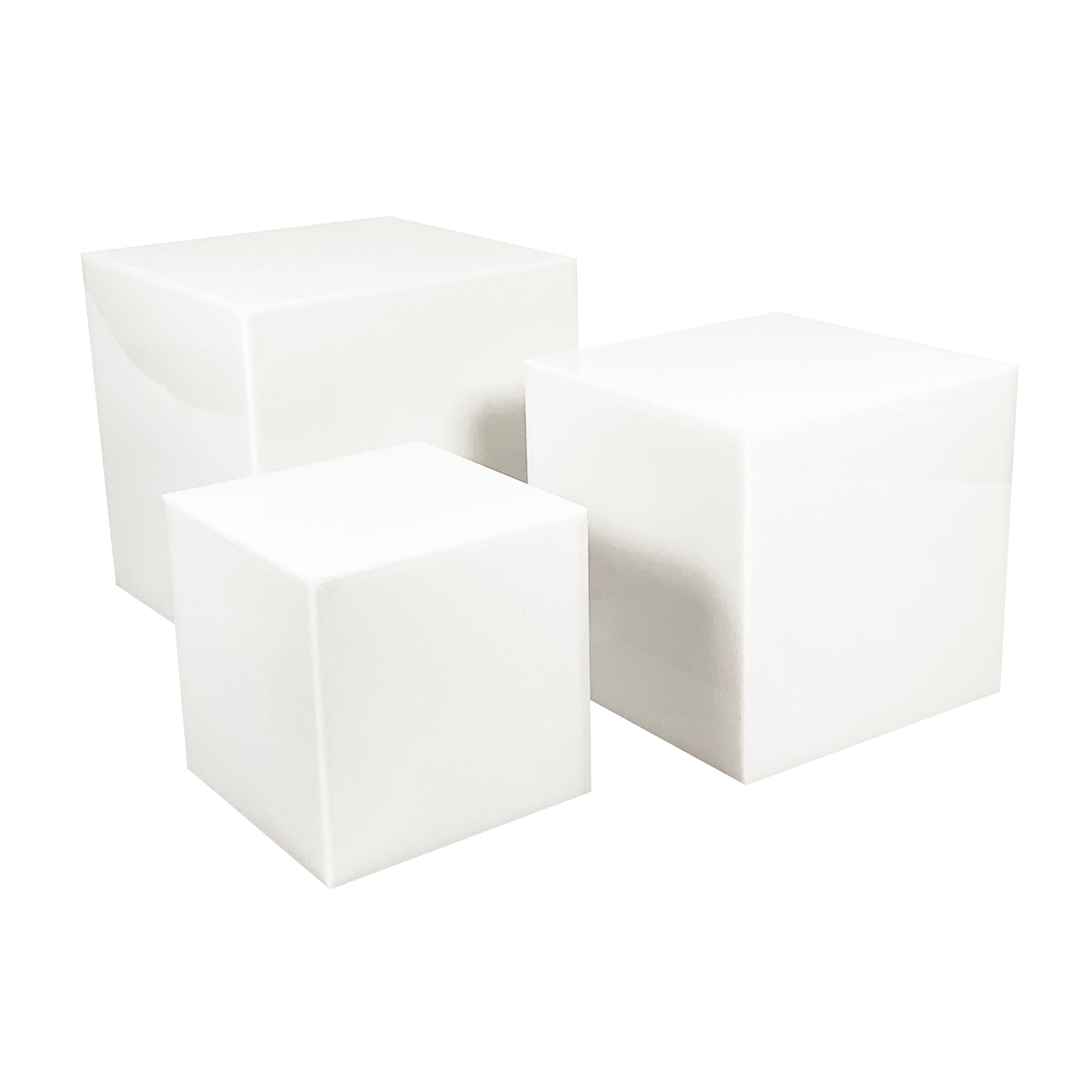 White Acrylic Cube Riser Set - 3 Piece Display Stand for Makeup, Jewelry & Home Decor - Perfect for Vanity, Countertop & Shelf Organization