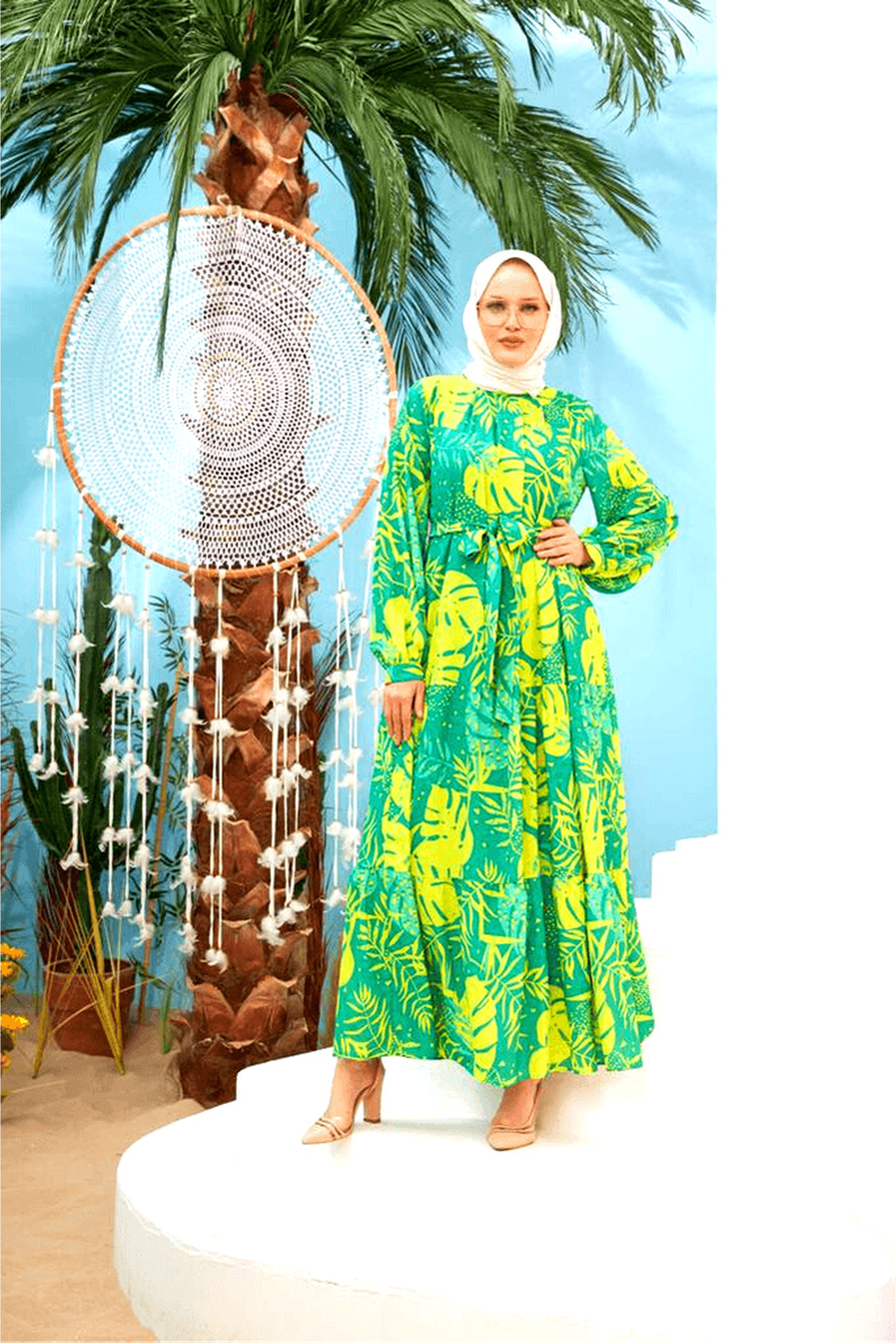 Maui Lime Green Maxi Dress with Detailed Side Design & Long Sleeves | Flowy Summer Beach Dress for Women | Perfect for Vacations, Weddings & Boho Outfits