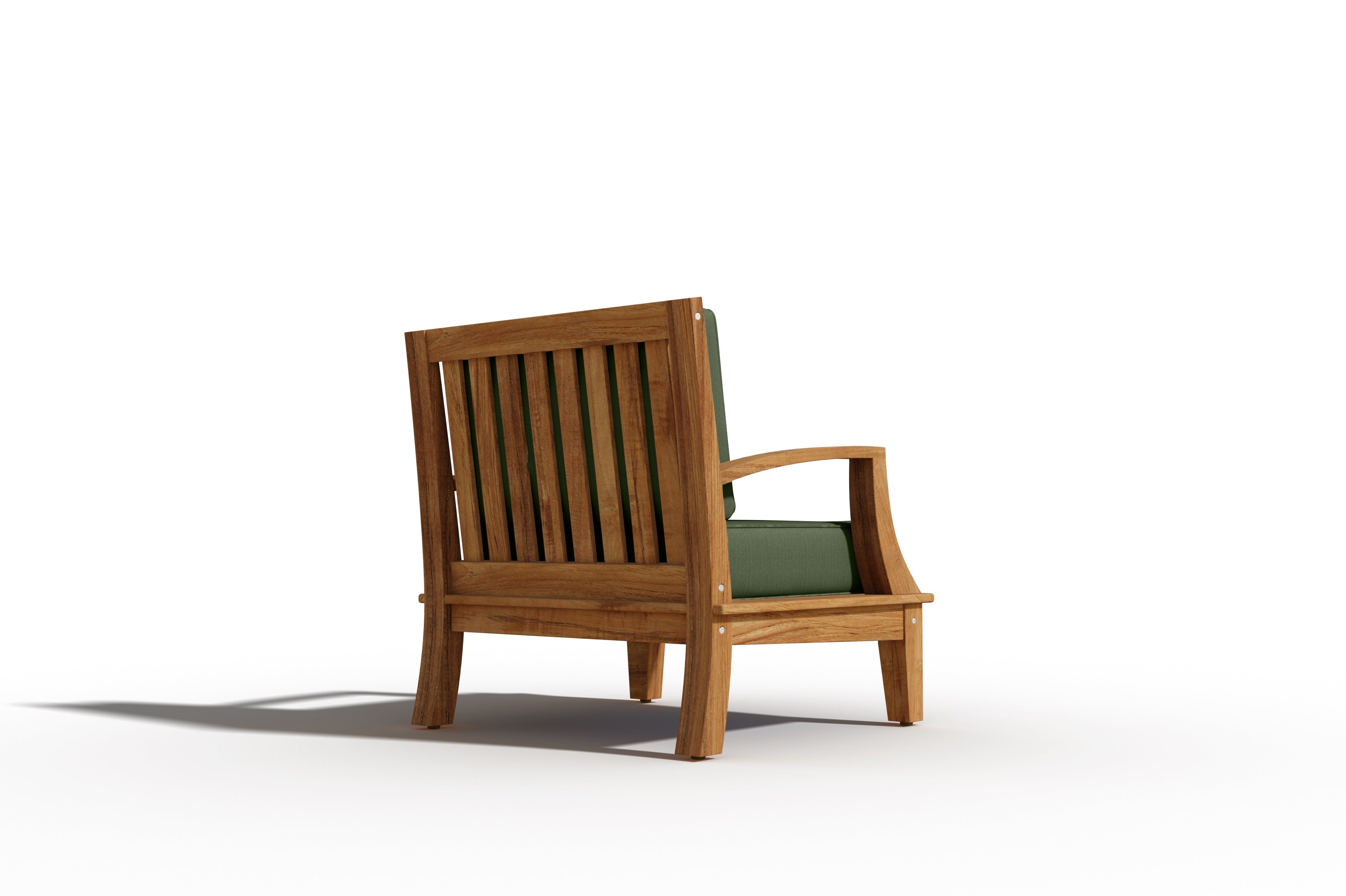 Premium Eliane Teak Outdoor Club Chair with Sunbrella Fern Green Cushion - Weather-Resistant Patio Furniture for Poolside, Garden & Backyard Relaxation