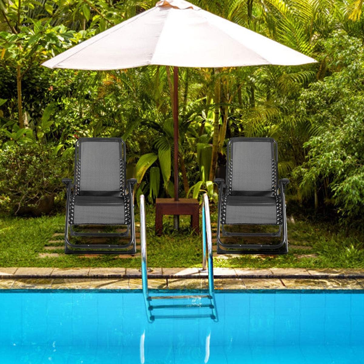 Premium Oversized Zero Gravity Chair - Heavy Duty Adjustable Recliner for Camping, Beach & Backyard - Includes Cup Holder & Support Pillow - Foldable Chaise Lounge for Poolside, Patio & Outdoor Relaxation (Black)