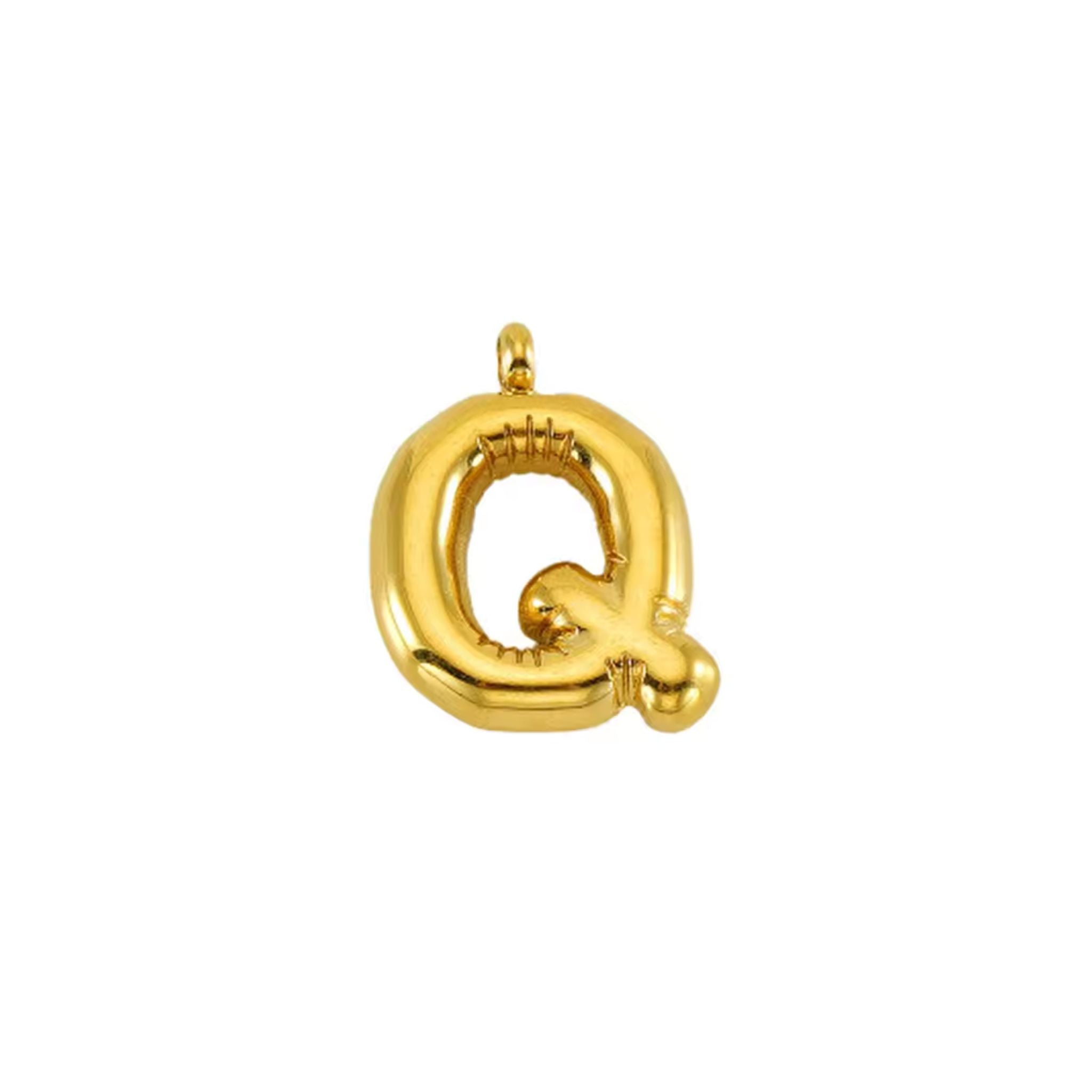 Puffy Gold Letter Pendant Necklace - 14K Gold Plated Initial Charm Jewelry for Women - Perfect for Gifts, Birthdays & Everyday Elegance