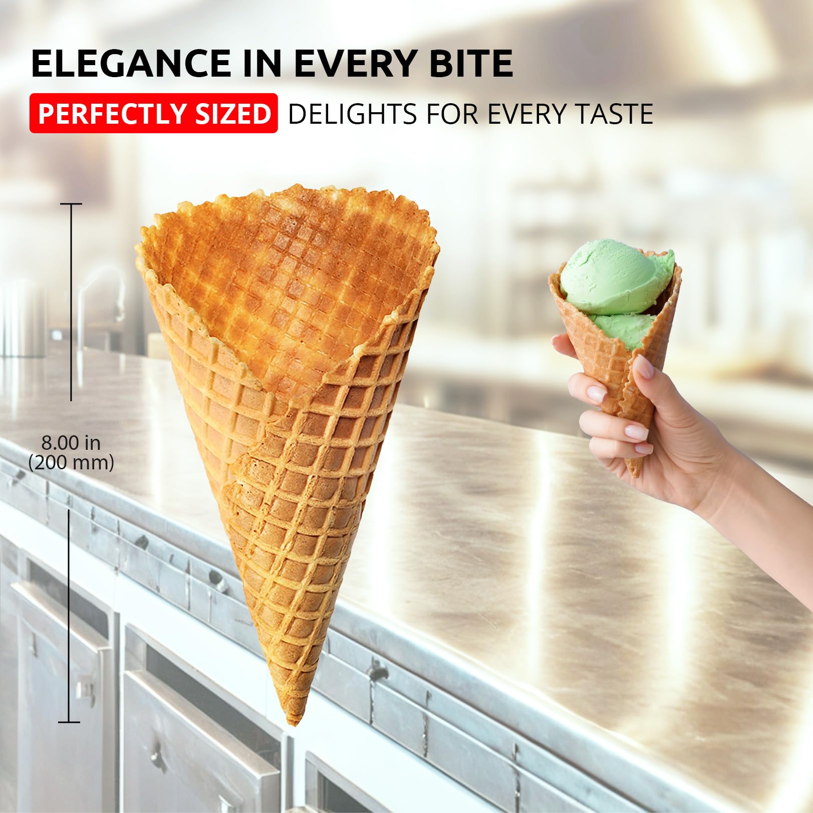 ALDKitchen Stainless Steel Waffle Cone Maker - 2 Head Electric Ice Cream Cone Maker for Homemade Waffle Cones | Perfect for Parties, Dessert Shops & Home Baking