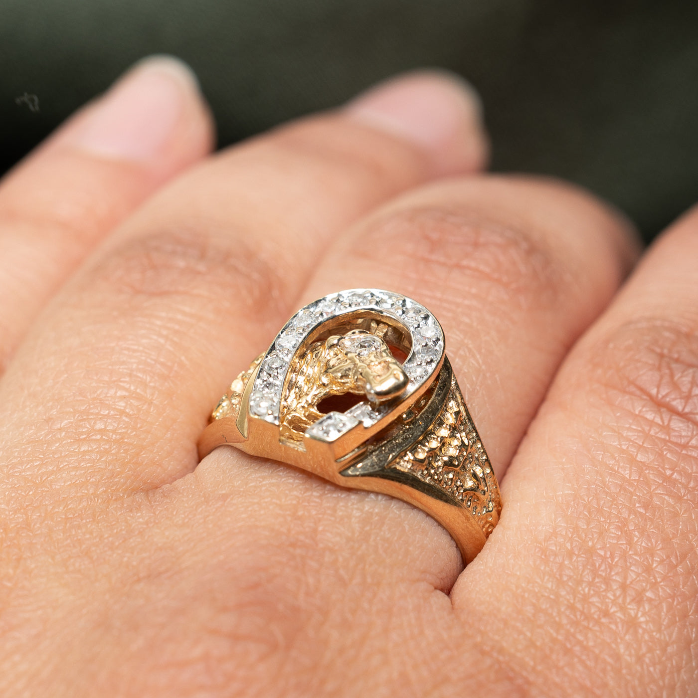 Horseshoe & Horse Diamond Ring for Women - 0.28ctw Genuine Diamond Jewelry - Size 10 - Perfect for Equestrian Gifts, Western Fashion & Cowgirl Style Accessories