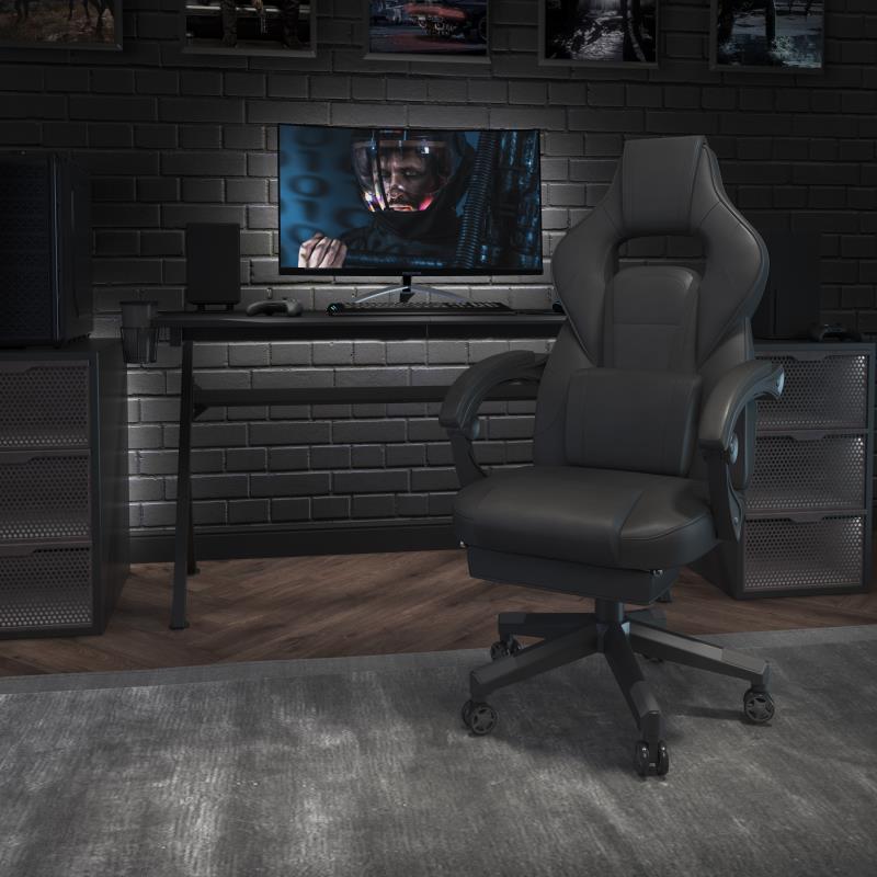 FLASH X40 Ergonomic Gaming Chair - Adjustable Racing Computer Chair with Reclining Backrest, Retractable Footrest & Lumbar Support - Perfect for PC Gaming, Office Work & Home Relaxation