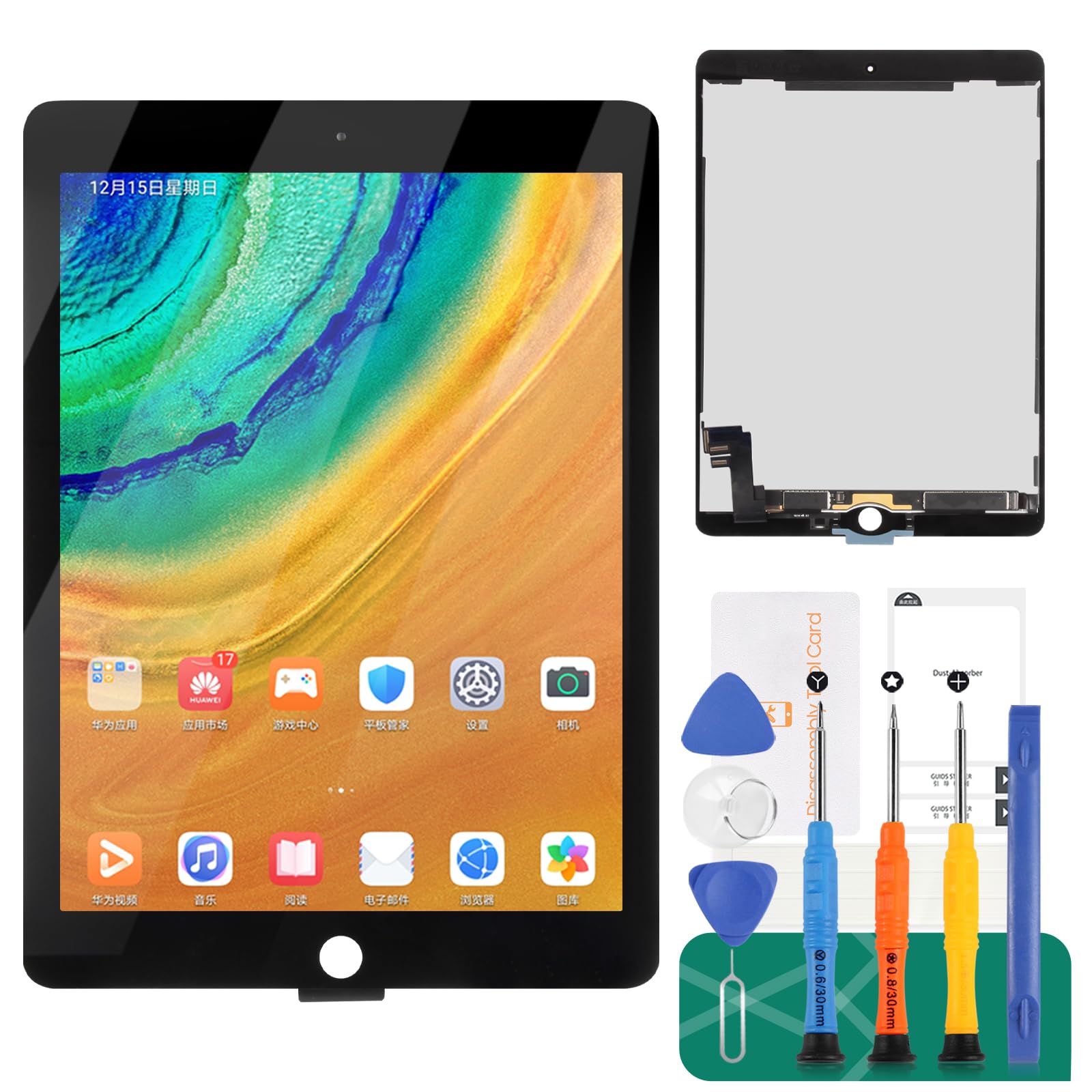 Original iPad Air 2 LCD Screen Replacement (2014 Model) - A1566/A1567 Touch Digitizer Assembly with Home Button - Black Display Repair Kit for iPad Air 2nd Generation - Perfect for DIY Fixes, Screen Damage Replacement, and Professional Repair Services