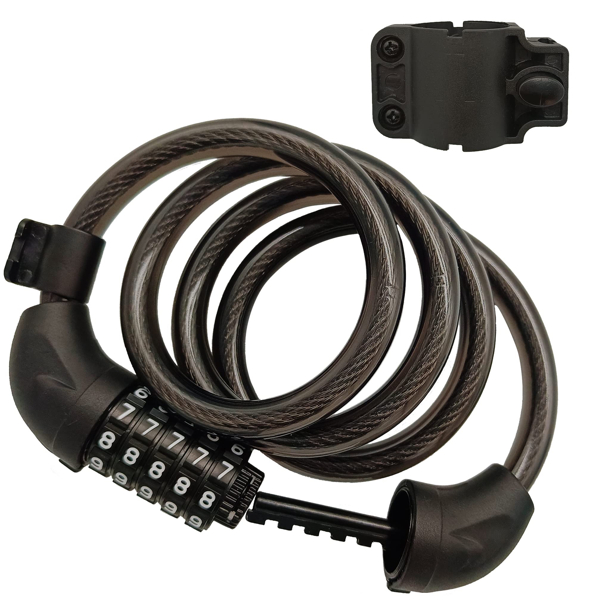 RYANGO Heavy Duty Anti-Theft Bike Lock - 4 Digit Combination Bicycle Cable Lock with Mounting Bracket for Road, Mountain Bikes & Scooters | Secure Parking, Commuting & Outdoor Adventures