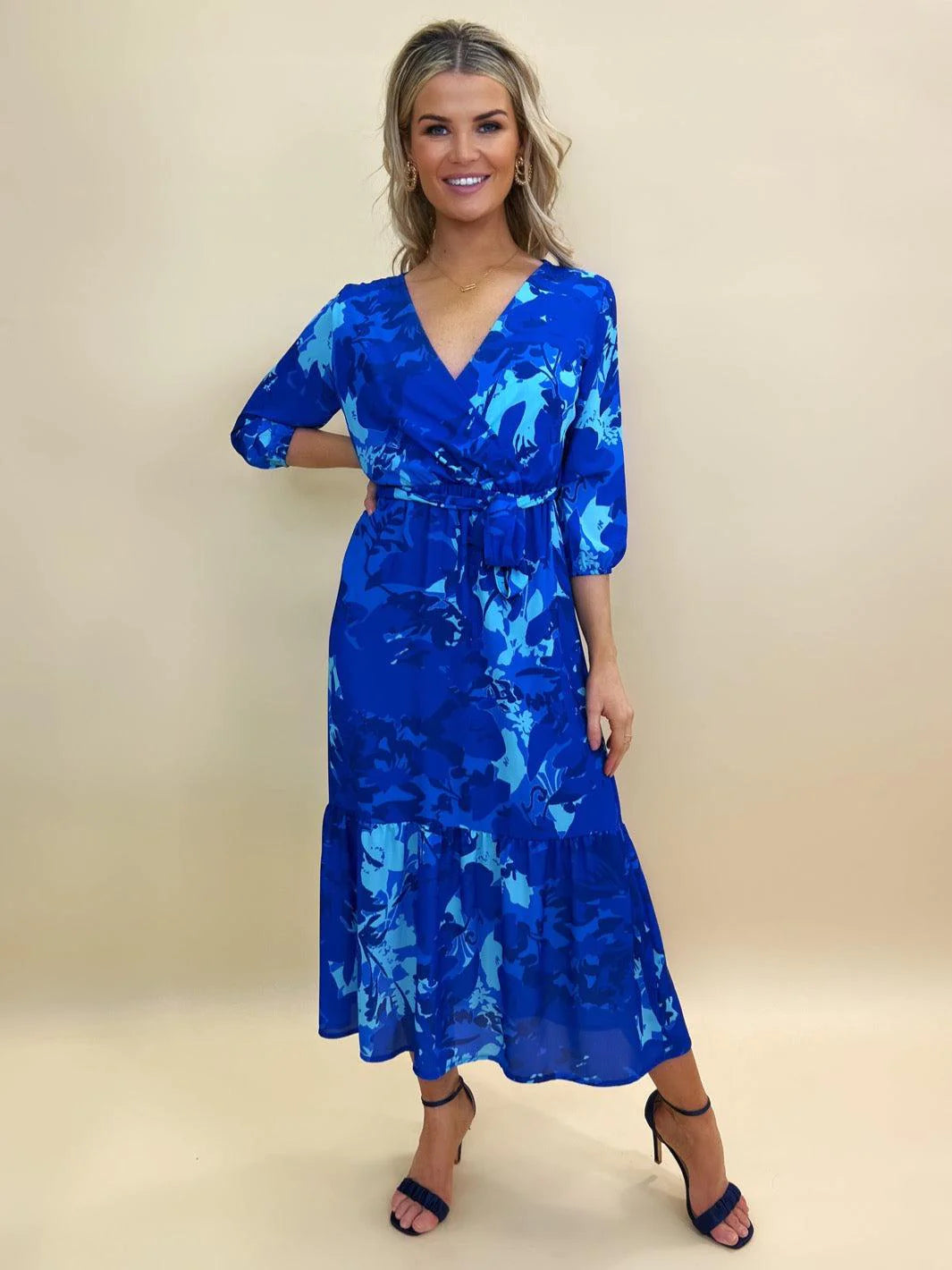 Boho Midi Dress for Women - Flowy Royal Blue & Navy Blue Bohemian Summer Dress - Perfect for Beach, Vacation, and Casual Outings