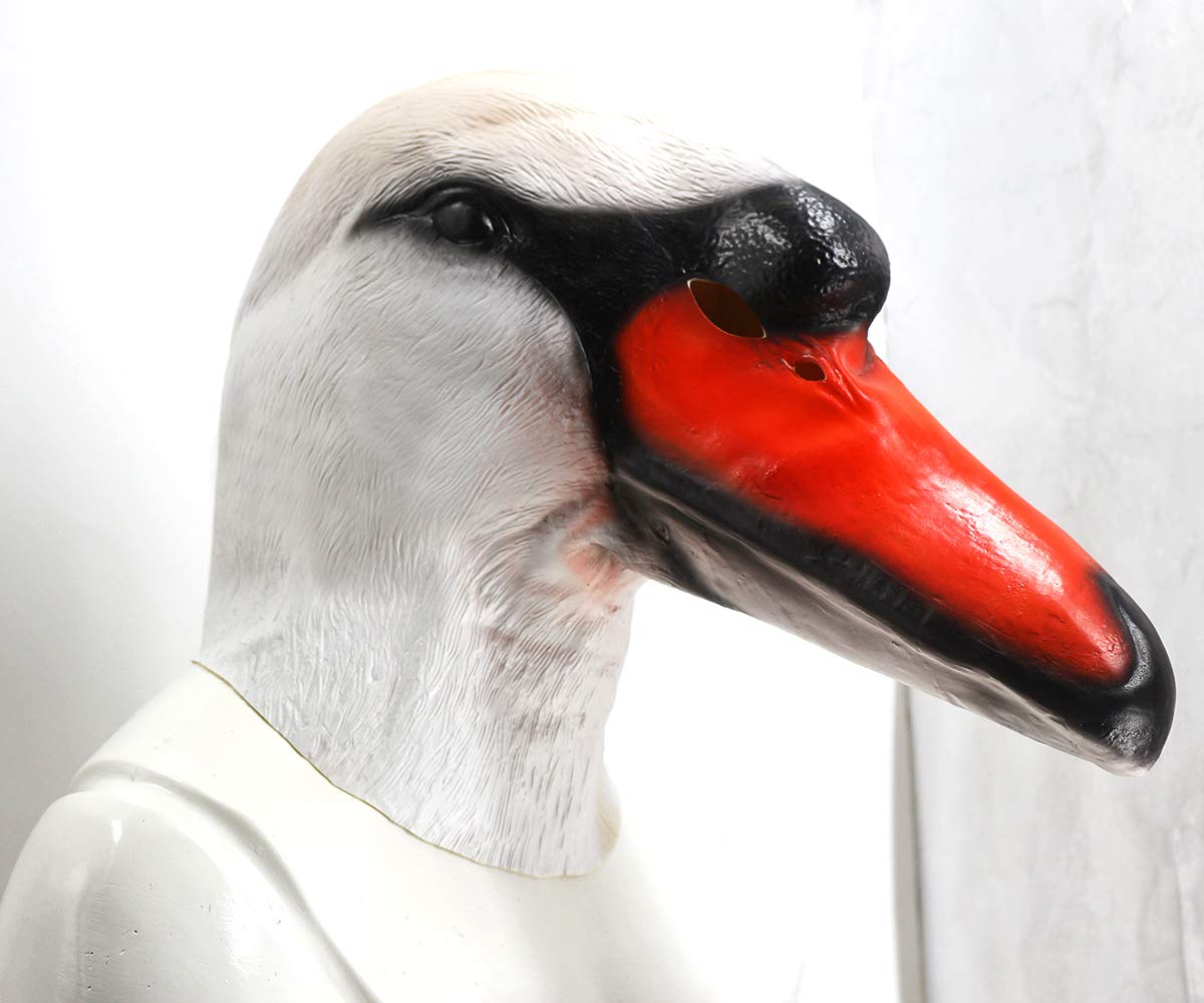 Realistic Swan Latex Mask - White Bird Cosplay for Carnival & Parties