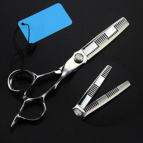 MRXFN Professional 6 Inch Barber Scissors - Japan 440C Stainless Steel Hair Cutting & Thinning Shears Set for Salon & Home Hairdressing | Sharp Silver Hairdressing Scissors for Stylists & DIY Haircuts
