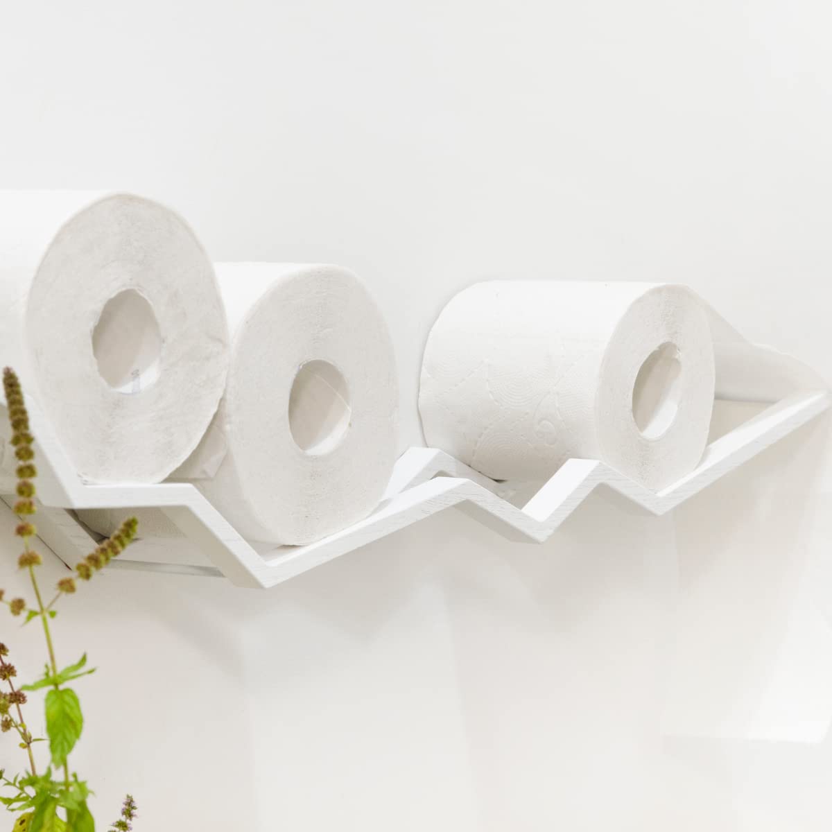 Wooden Toilet Paper Holder - Bathroom Shelf & Towel Rack Organizer for Toilet Paper Storage | Rustic Bathroom Decor (White) | Perfect for Small Bathrooms, Powder Rooms & Vanity Areas
