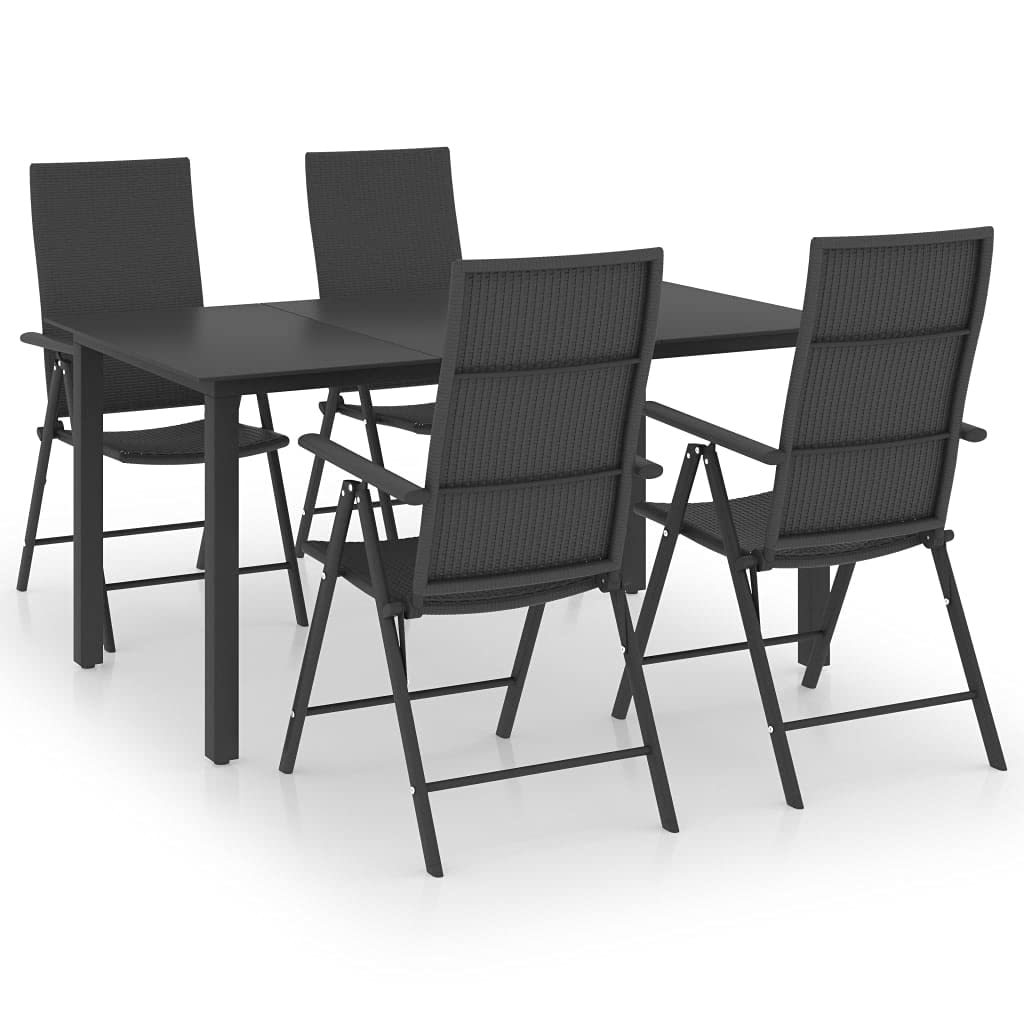 5-Piece Patio Dining Set - Aluminum Frame Outdoor Furniture with Glass Table & 4 Rattan Chairs for Garden, Poolside & Backyard - Perfect for Outdoor Entertaining & Relaxation