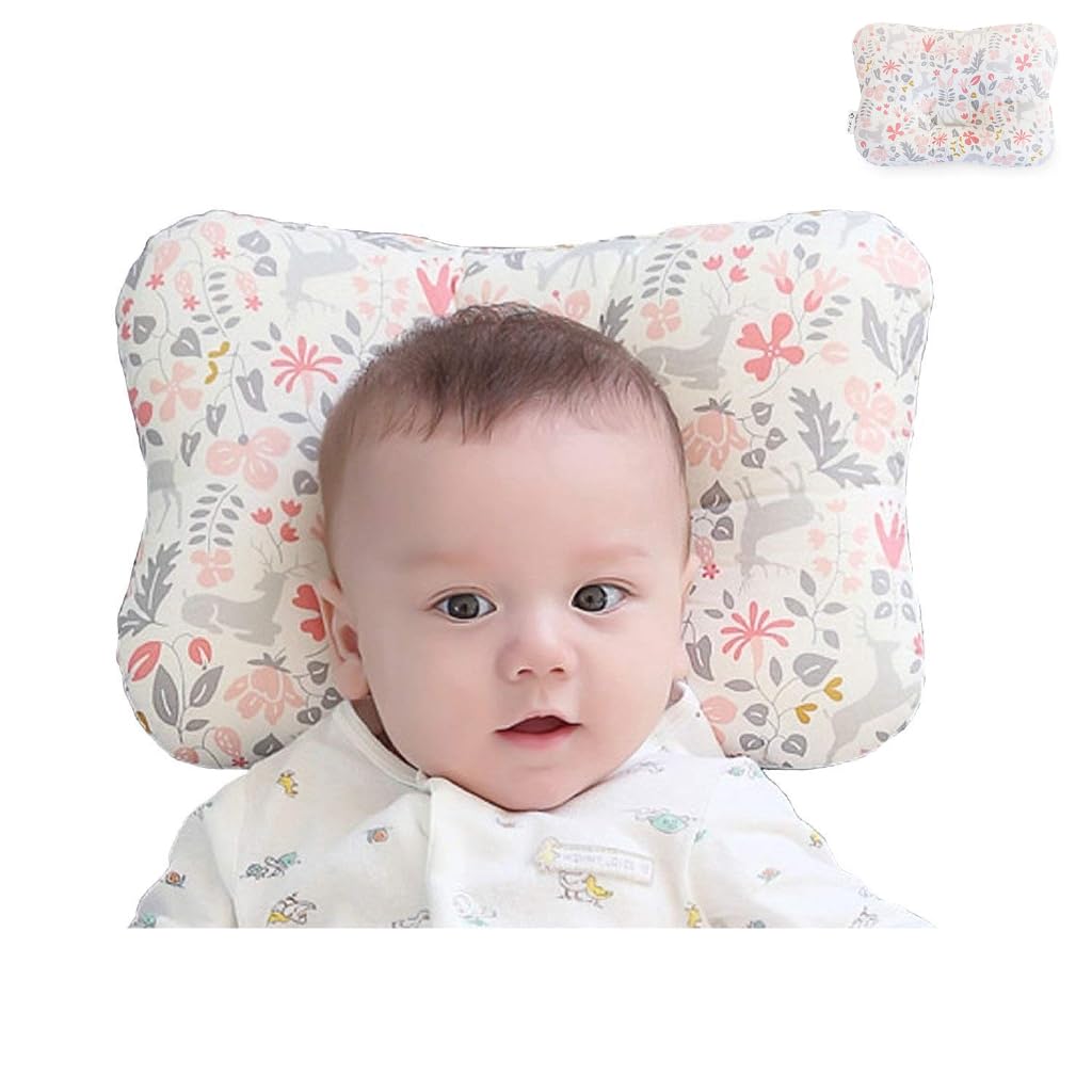 UMKJOY Hypoallergenic Baby Pillow for Newborns & Toddlers - Soft Organic Cotton Cover, Machine Washable Infant Travel Pillow for Crib, Toddler Bed & Nap Time - Gentle Support for Safe Sleeping