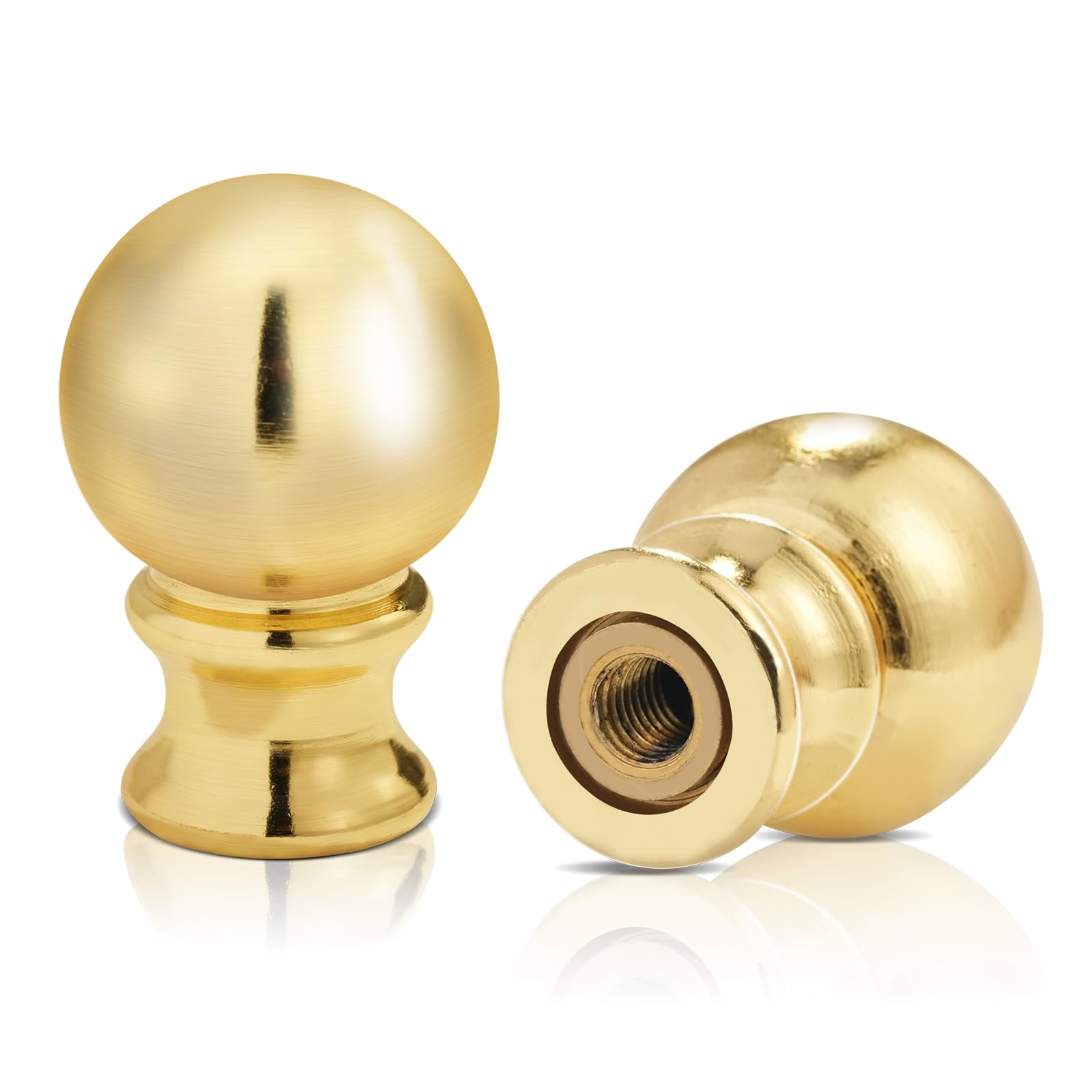 Antique Brass Lamp Finials - Heavy Metal Screw Top Knob for Lamp Shades - Gold 2-Pack - Perfect for Vintage & Modern Home Decor, Bedroom & Living Room Lighting Accessories