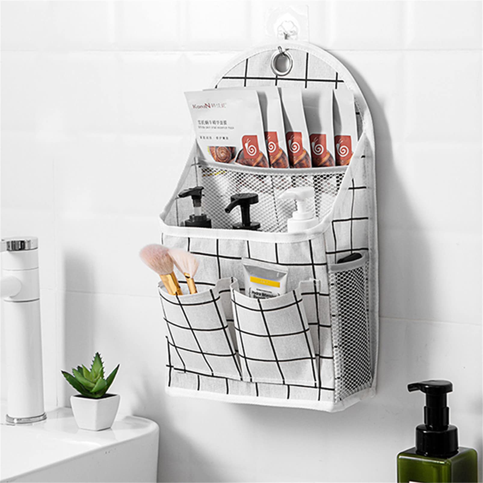Large Capacity Wall Hanging Storage Organizer - White Grid Cloth Door Shoe Rack for Home & Office Organization | Perfect for Bedroom, Closet, Entryway Storage