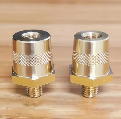 Premium M8 Hex Stud Battery Terminal Connectors - Copper Positive & Negative Pair (2PCS) - Ideal for Car, Boat & RV Battery Connections