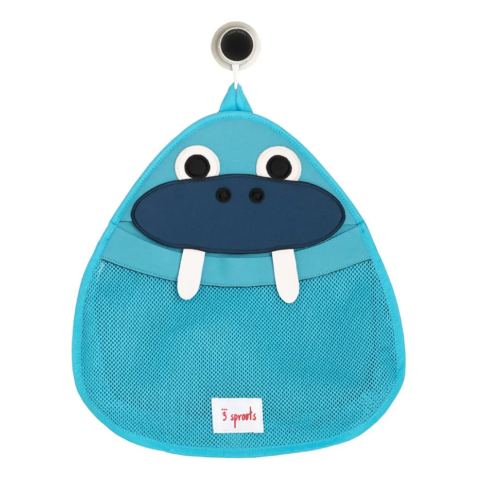 3 Sprouts Bath Storage Organizer - Cute Walrus Design for Kids Bathroom Organization | Perfect for Toys, Sponges & Bath Accessories
