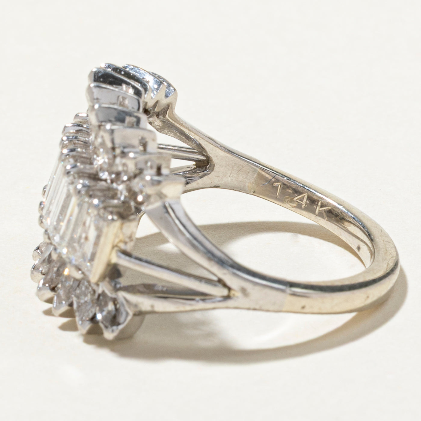 3.10ctw Multi-Cut Diamond Cocktail Ring for Women - Size 7.5 | Elegant Statement Jewelry for Parties, Weddings & Special Occasions