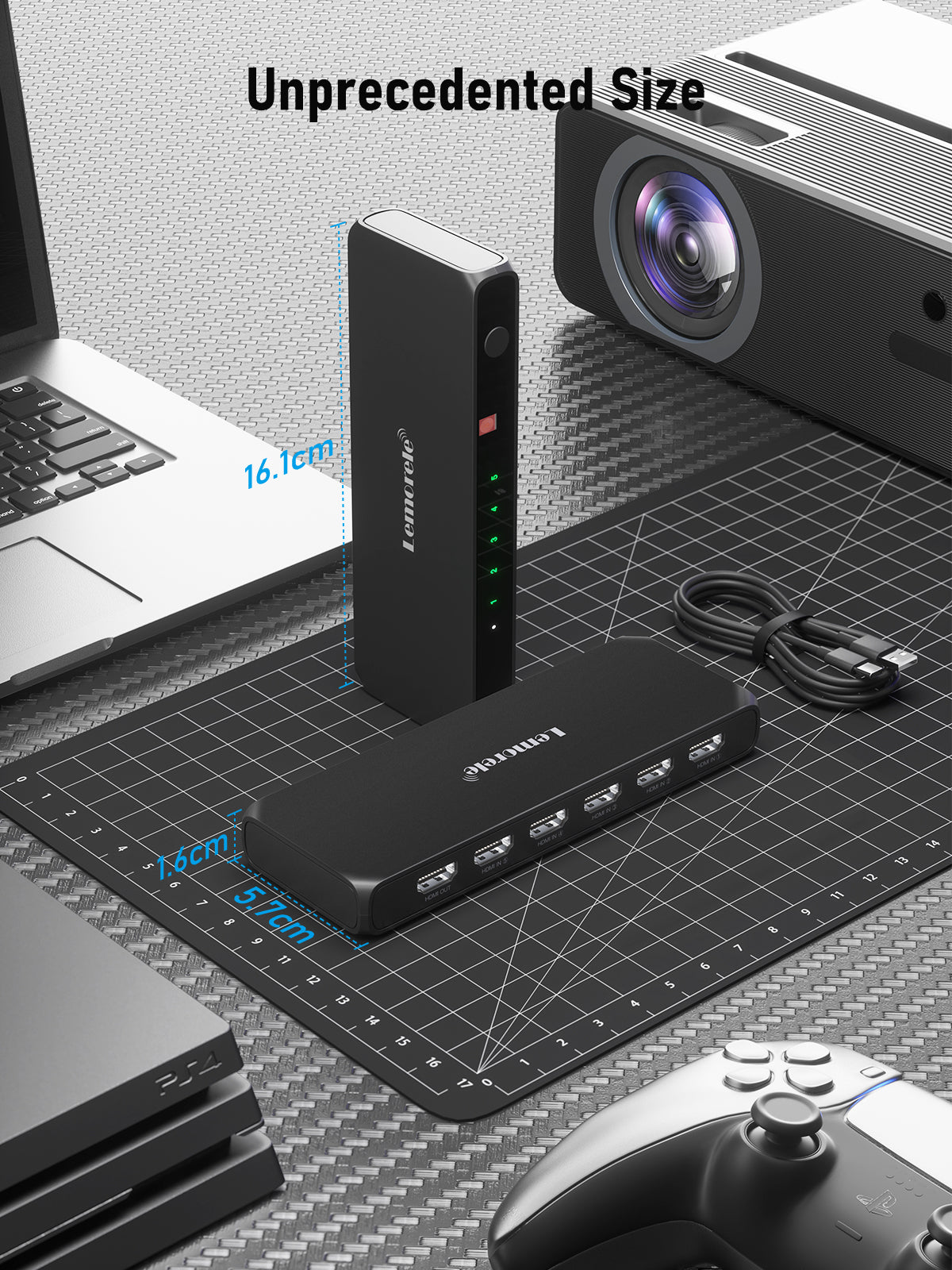 Lemorele 5 in 1 HDMI Switch Box - 4K 60Hz HDMI Splitter with Remote Control for PS5, Xbox, Roku, Fire TV, Apple TV | Home Theater & Gaming Setup Accessory