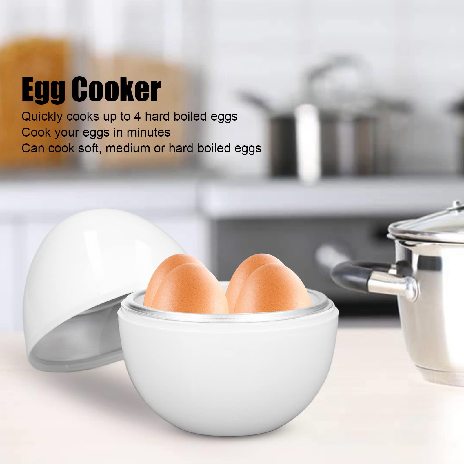 4 Egg Capacity Microwave Egg Cooker - Hard & Soft Boiled Egg Maker with Food-Grade Cups | Perfect for Poached, Scrambled Eggs & Quick Breakfast Meal Prep | Kitchen Cooking Accessories for Home & Office Use