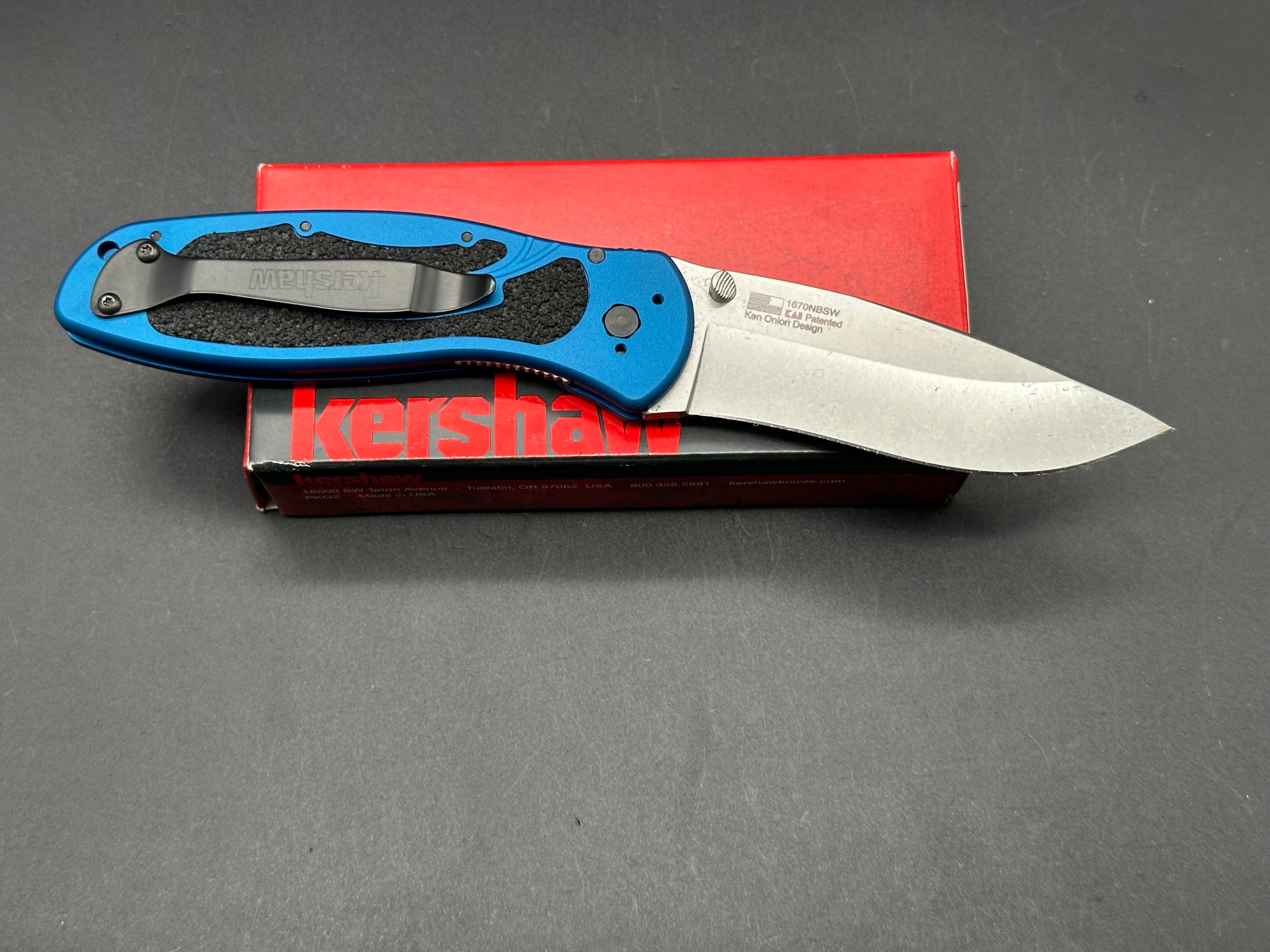 KERSHAW K.O. BLUR Folding Pocket Knife - Navy Blue Handle | EDC Tactical Knife for Camping, Hiking & Outdoor Survival