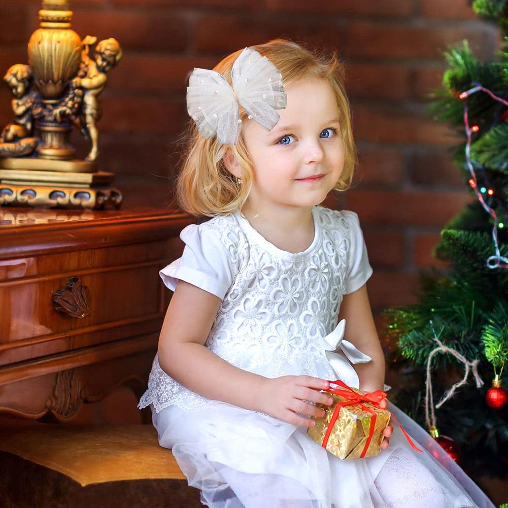 2PCS Ivory Pearl Hair Bows for Toddler Girls - Sweet First Communion Hair Clips, Wedding Party Accessories, Daily Wear Hair Accessories for Baby Girls - Perfect for Special Occasions & Everyday Style
