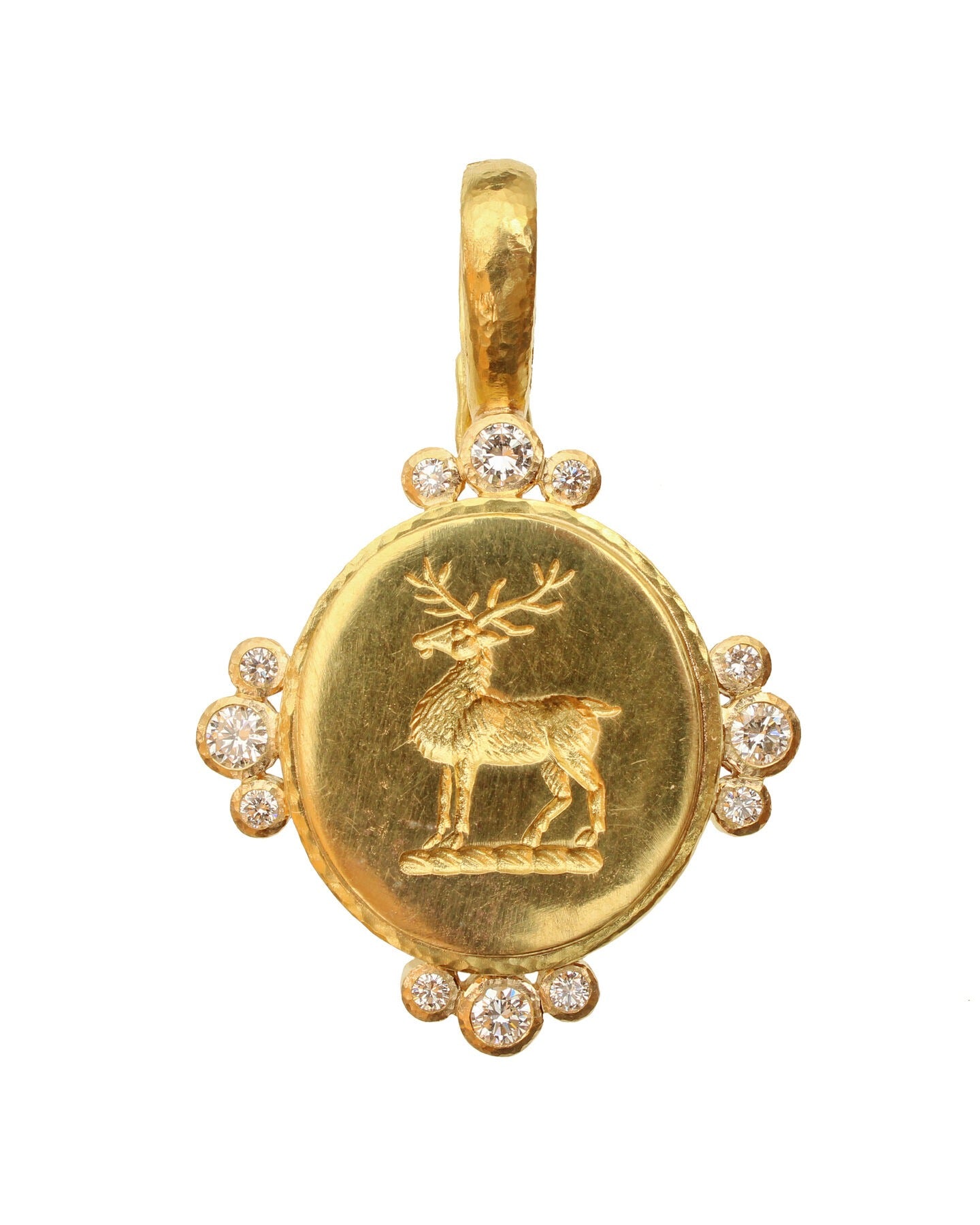 Elizabeth Locke 14K Gold Stag Diamond Pendant Necklace - Elegant Animal Jewelry for Women, Perfect Gift for Birthday & Anniversary - Ideal for Parties, Weddings and Special Occasions