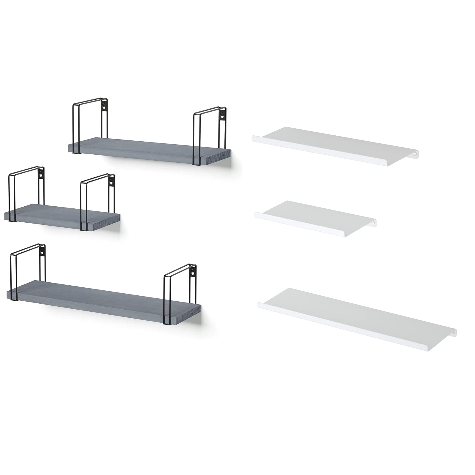 Rustic Wall Shelves Set of 3 - Metal Floating Shelves for Home Decor | Farmhouse Style Wall Storage for Living Room, Bedroom & Bathroom Organization