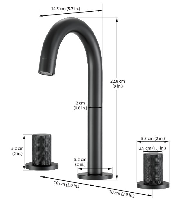 Ancona Industria Matte Black Widespread Bathroom Faucet - Modern 8 Inch Centerset Bathroom Sink Faucet with High Arc Spout for Vanity, Powder Room & Guest Bathroom