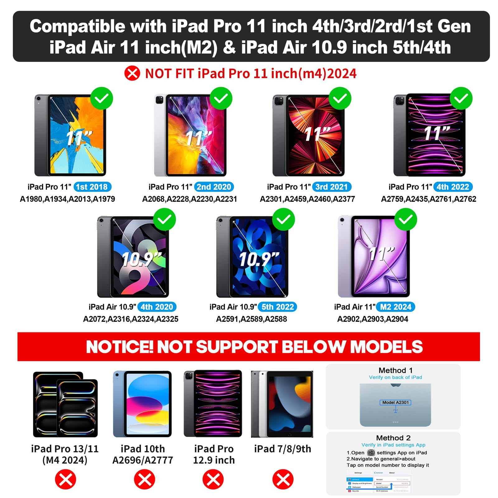 BABG iPad Air 11 inch Keyboard Case (M2) 2024 - TouchPad, 360° Rotating Stand, Backlit Keyboard for iPad Pro 11 inch 4th/3rd/2nd/1st & iPad Air 5th/4th 10.9 inch - Midnight Green - Perfect for Work, Study & Travel