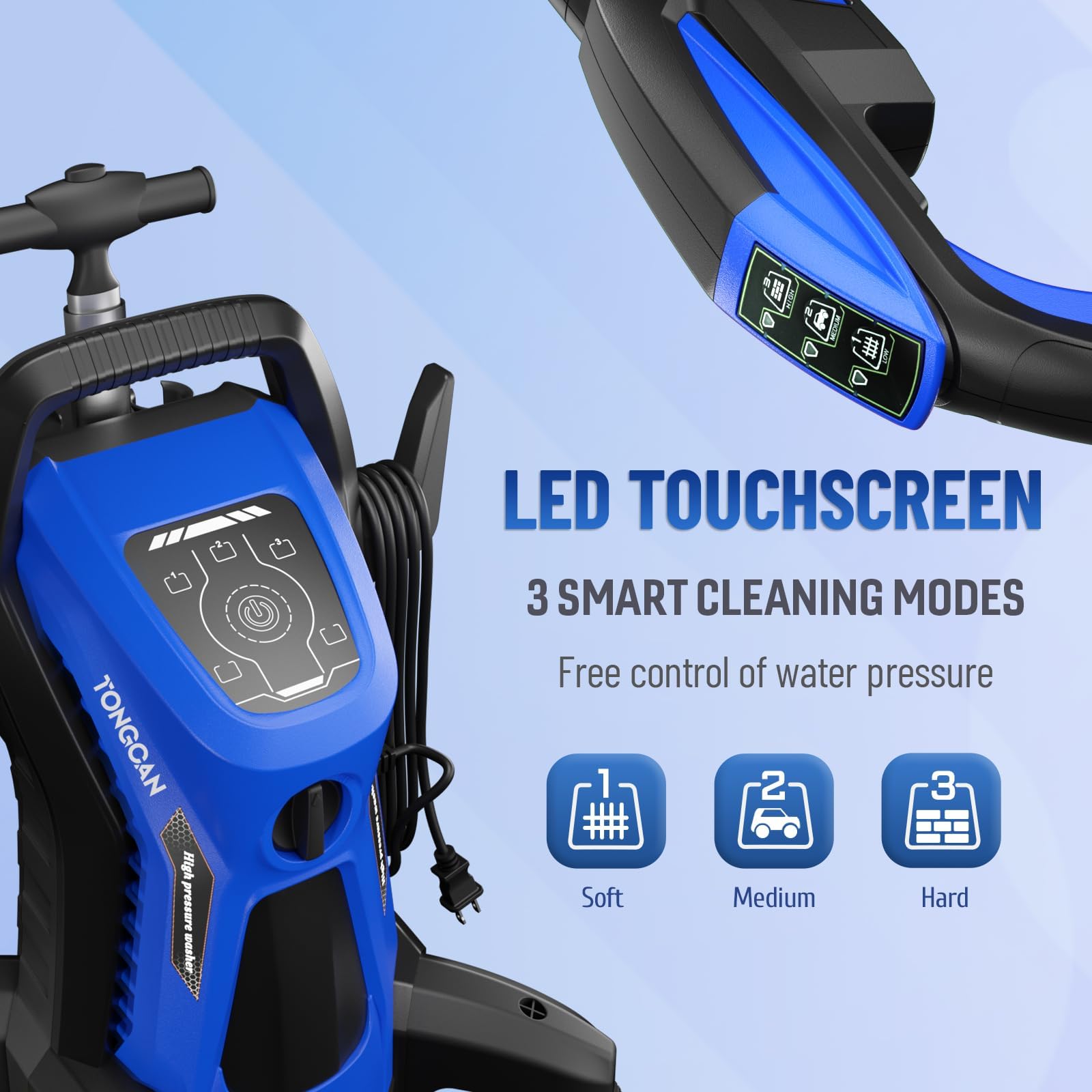 4500 PSI Electric Pressure Washer with 3.2 GPM Flow, Upgraded Spray Handle & Smart Control - 4 Anti-Tipping Wheels for Easy Mobility - Perfect for Driveway Cleaning, House Washing, Deck & Patio Maintenance