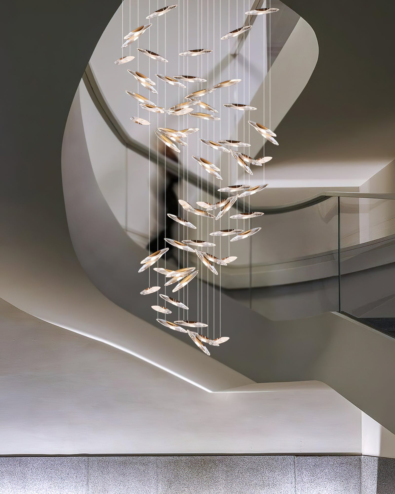 Moonlight Whispers Modern Spiral Glass Chandelier - Customizable Ceiling Light Fixture for Living Room, Dining Room & Bedroom Decor