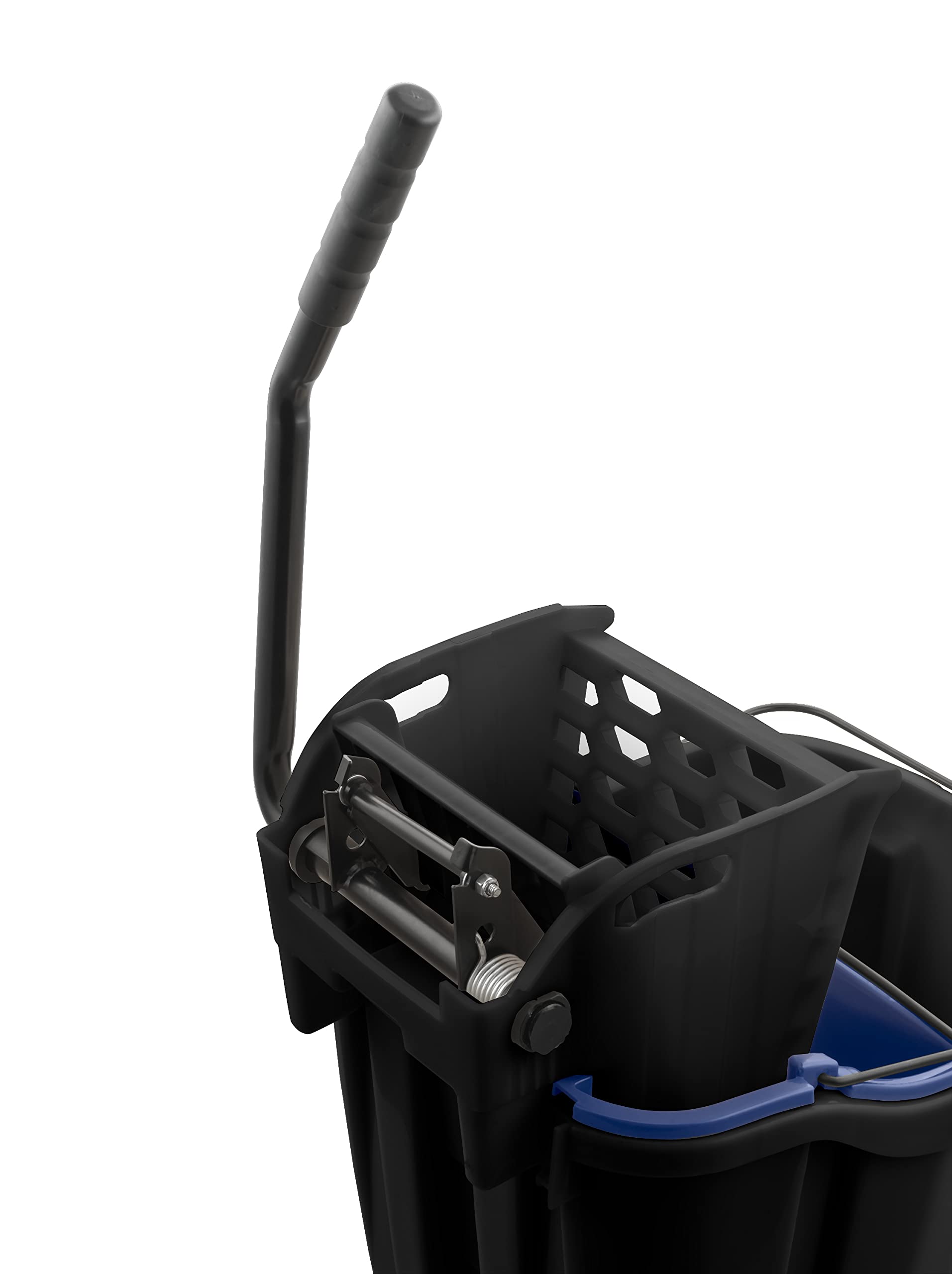 Carlisle Omnifit Mop Bucket with Side Press Wringer & Soiled Water Insert - 35 Qt Black PP for Floor Cleaning - Ideal for Kitchens, Restaurants & Janitorial Use - Heavy Duty Commercial Cleaning Bucket with Wringer for Hospitals, Schools & Office Maintenance