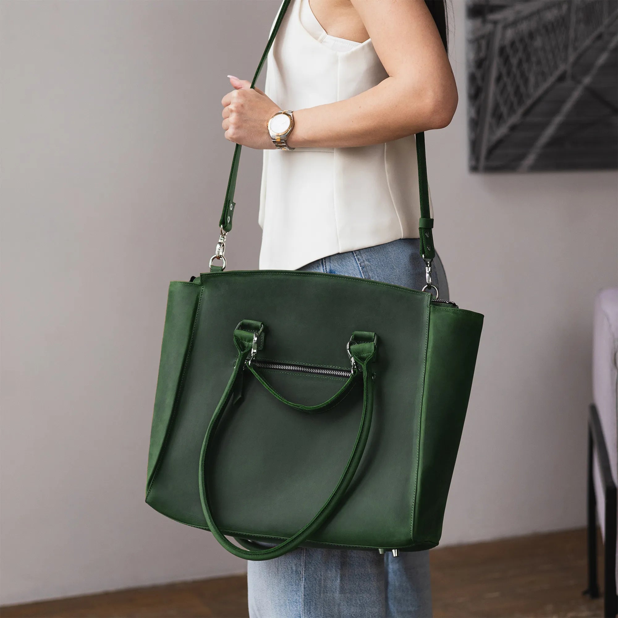 Stylish & Durable Valencia Laptop Tote Bag for Women - 15.6 Inch Laptop Sleeve with Pockets - Perfect for Work, Travel & College (Black)