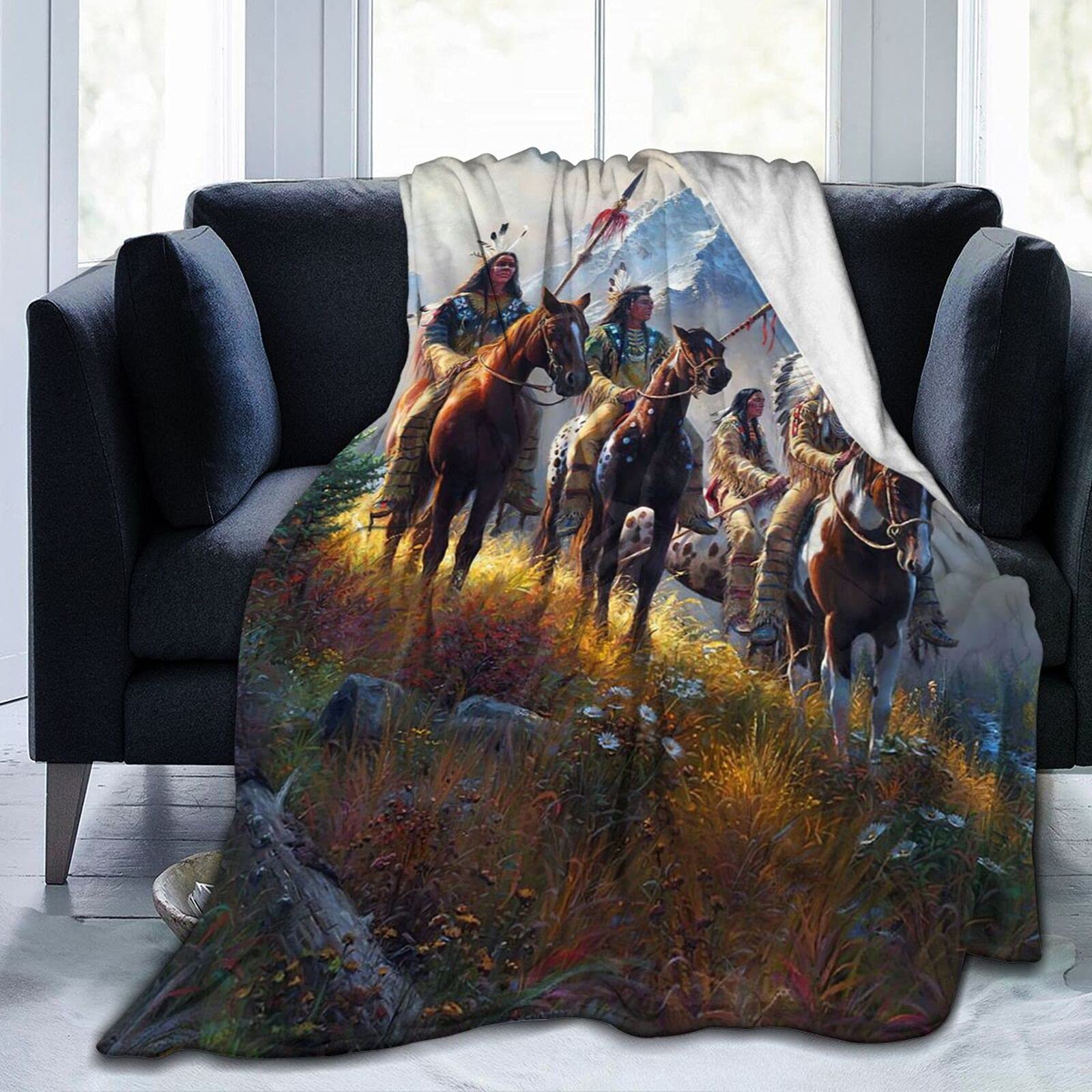 Letispa Native American Indian Fleece Blanket - Southwest Style Super Soft Plush Throw (80