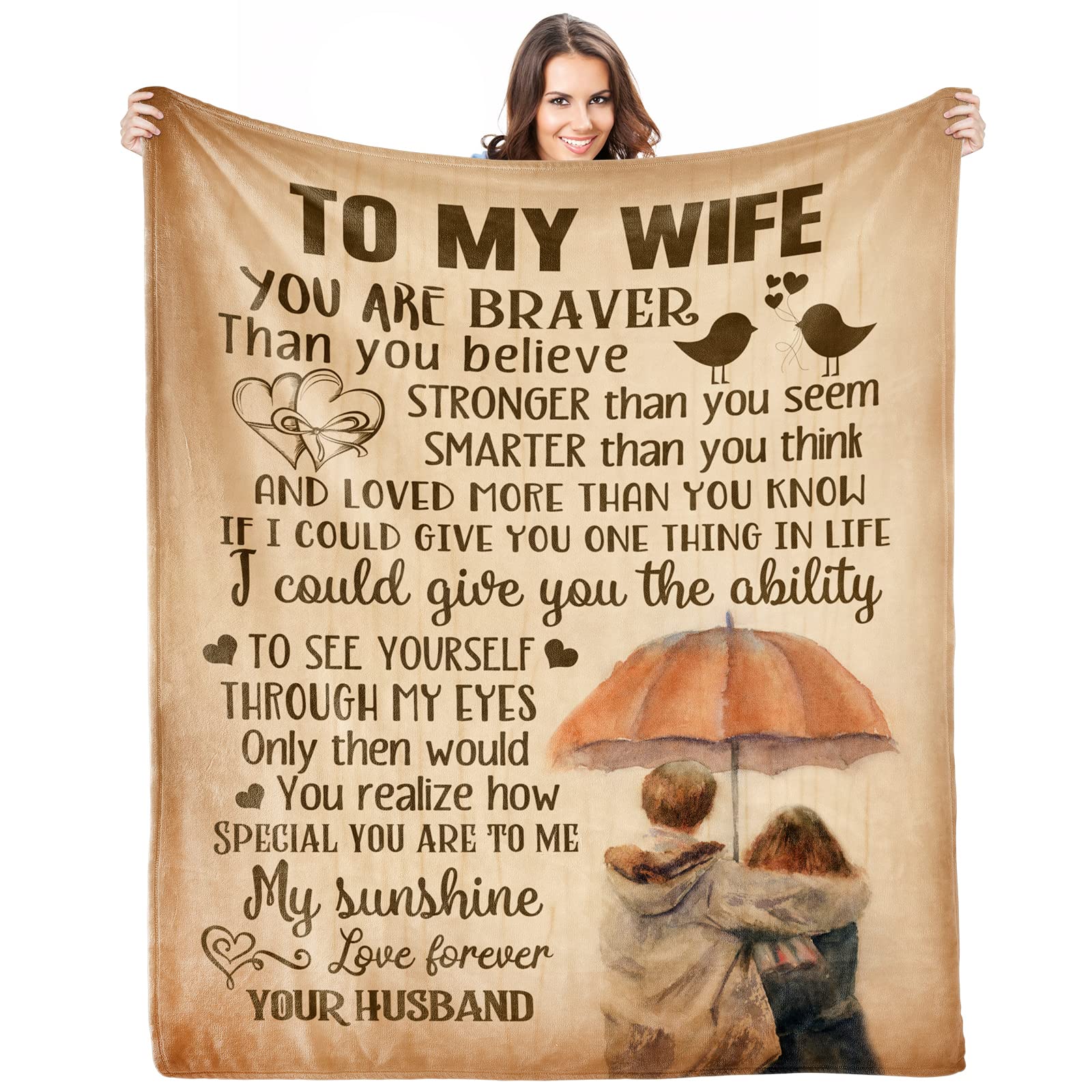 Kitdacnin Gifts for Wife - Mother's Day, Anniversary, Birthday, Christmas & Valentine's Presents from Husband - Cozy Wife Blanket for Relaxing at Home