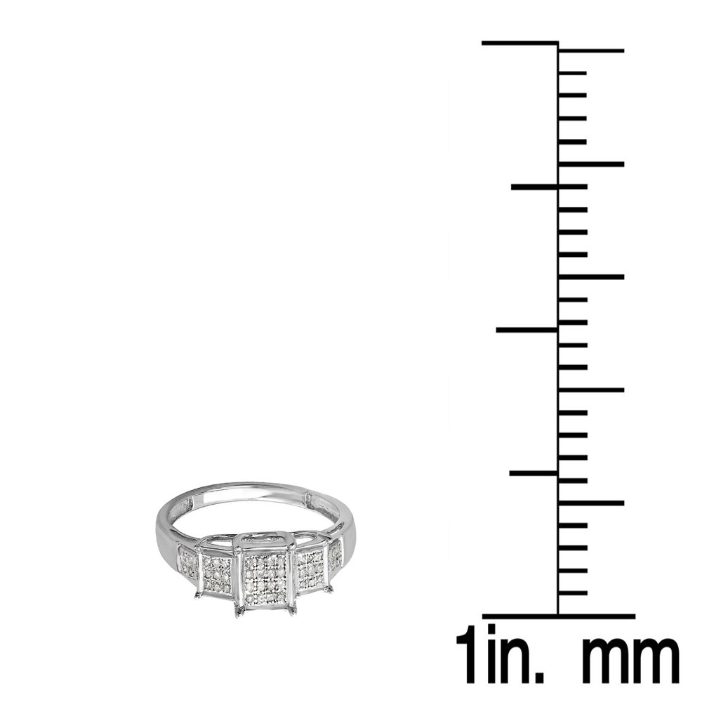 0.13 Carat Round White Diamond Engagement Ring for Women - Sterling Silver Micro Pave Bridal Ring - Dazzlingrock Collection - Perfect for Proposals, Anniversaries & Special Occasions