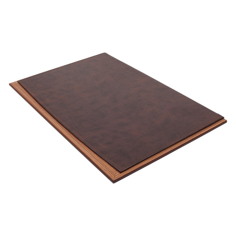 Premium MOOG Leather Desk Pad with Wood Base - Green Leather Office Desk Protector for Writing, Typing & Mouse Use - Perfect for Home & Office Workspace