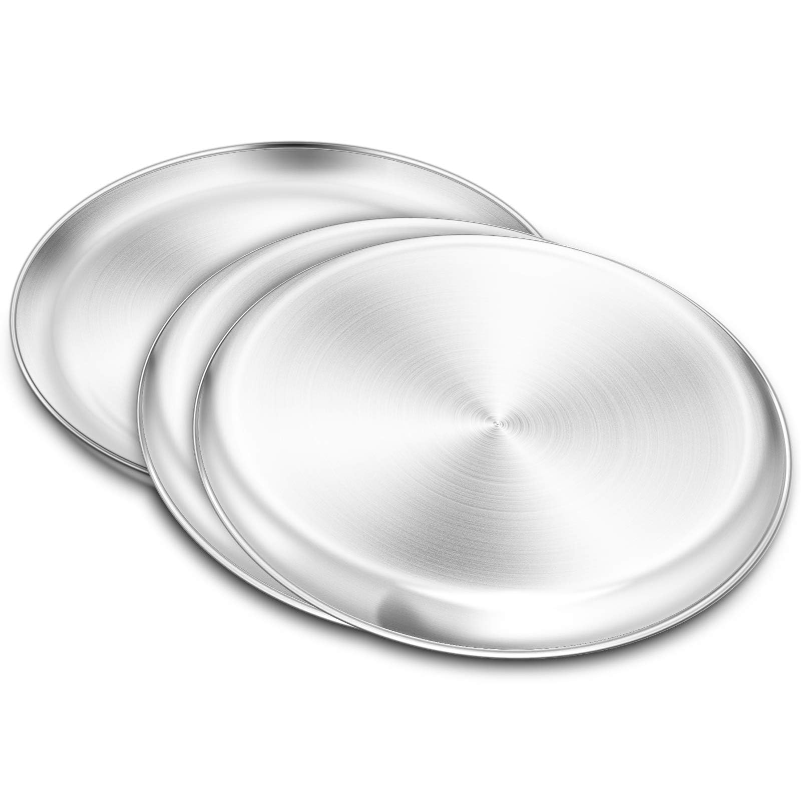 13½ Inch Stainless Steel Pizza Pan Set of 3 - Heavy Duty Baking Trays for Oven, Perfect for Homemade Pizza, Bread & Desserts - Dishwasher Safe & Easy Clean - Ideal for Restaurants, Home Kitchens & Outdoor Cooking