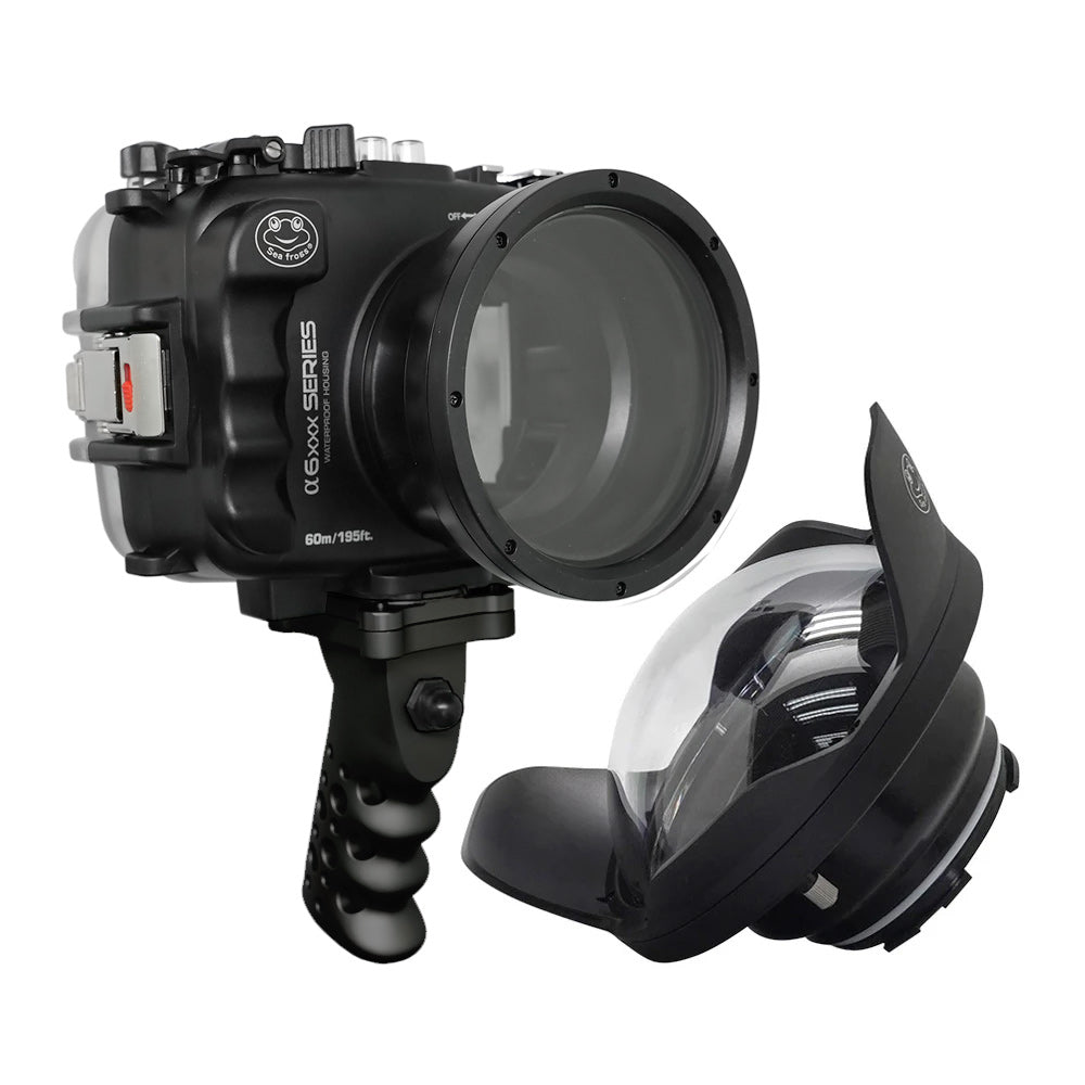 SeaFrogs Underwater Housing for Sony A6xxx Series - Salted Line Aluminum Pistol Grip & 6 Optical Glass Dry Dome Port (Gen 3) | Perfect for Scuba Diving, Snorkeling & Underwater Photography