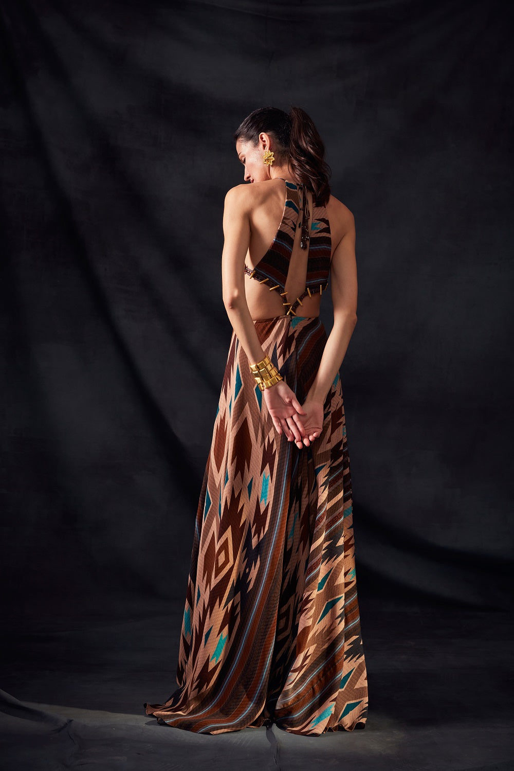 Stylish Aztec Print Cut-Out Maxi Dress for Women | Boho Chic Summer Beach Dress | Perfect for Vacations, Music Festivals & Date Nights