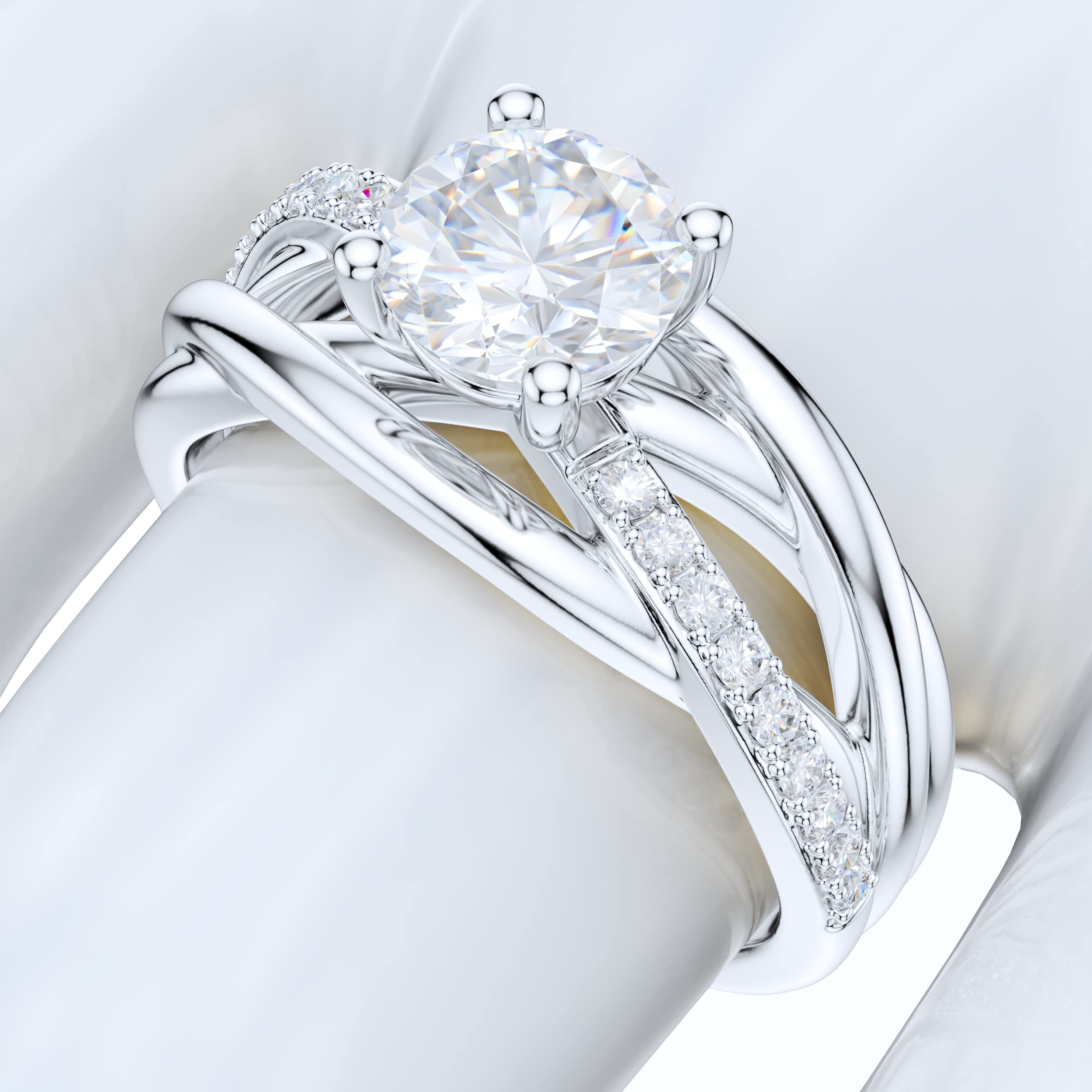 Sterling Silver Criss Cross 1CT Simulated Diamond or Moissanite Engagement Ring for Women - Perfect for Promise, Proposal & Wedding Jewelry Gifts