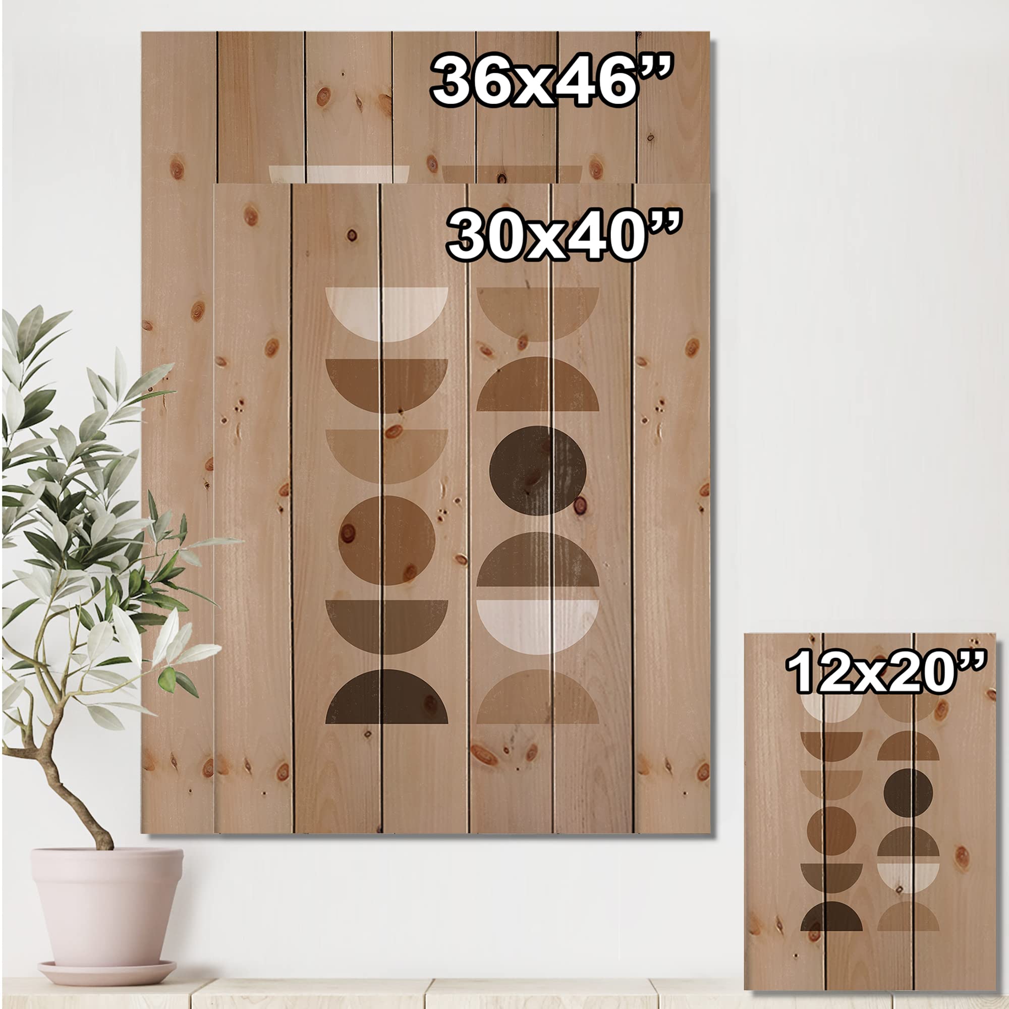 Abstract Sun Moon Wood Wall Art - Modern Geometric Decor for Living Room