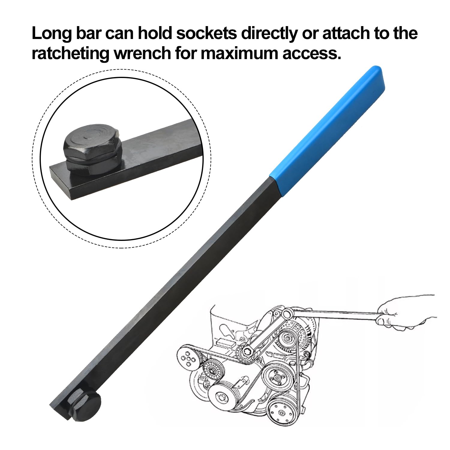 LainKeen 15-Piece Ratcheting Serpentine Belt Tool Set - Serpentine Belt Removal & Installation Kit with Reversible Ratchet Wrench, Socket Adapters, 6-Point Sockets & Crowfoot Wrenches - Perfect for Auto Repair, DIY Mechanics & Professional Garage Use