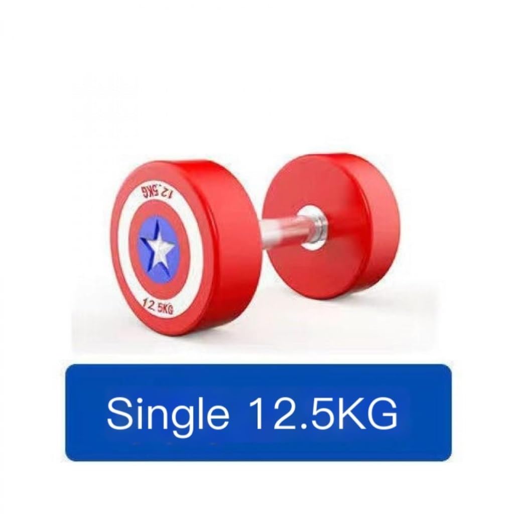 Captain America Themed PU Rubber Coated Dumbbells - 7.5kg Red Home Gym Equipment for Men & Women | Strength Training, Weightlifting & Superhero Workouts