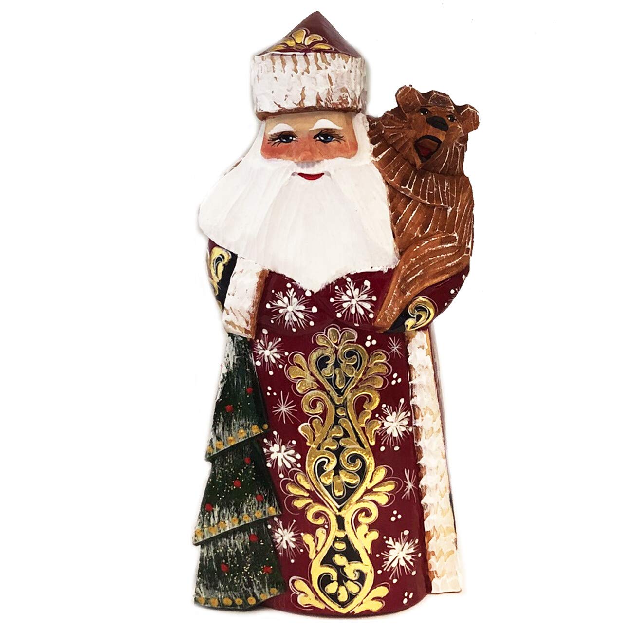 Vintage Russian Santa Claus Statue with Bear - Handmade Christmas Decor, Unique Holiday Gift for Collectors - Perfect for Home, Office & Festive Decorations