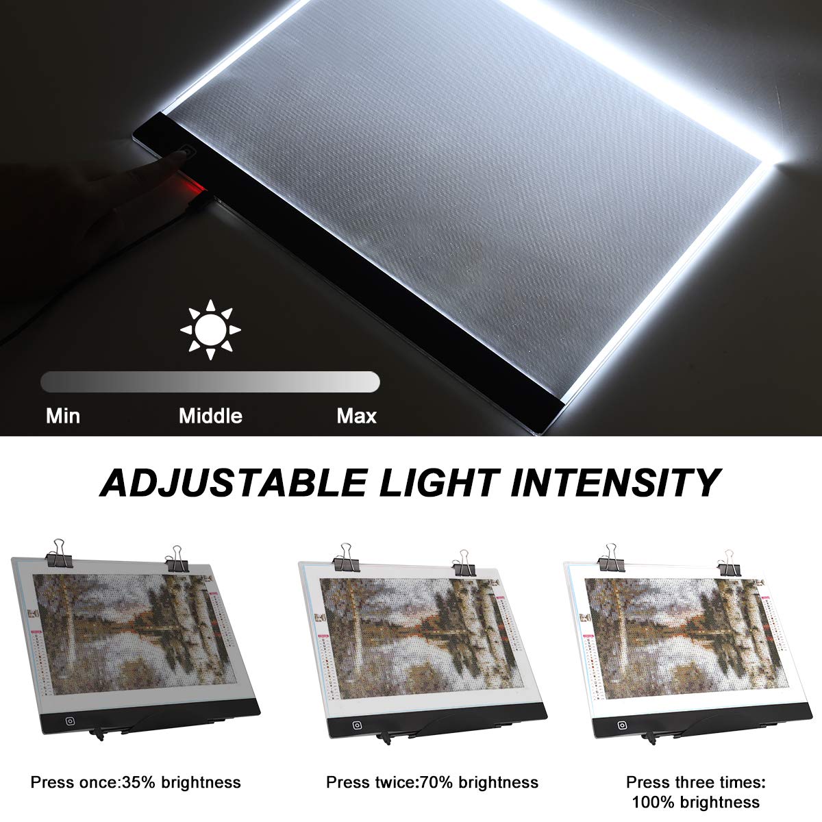 A2 Diamond Painting LED Light Pad Kit - Dimmable Tracing Light Table for DIY Art & Crafts, Perfect for 5D Full & Partial Drill Diamond Painting - Ideal for Home Decor, Gifts & Relaxation Therapy
