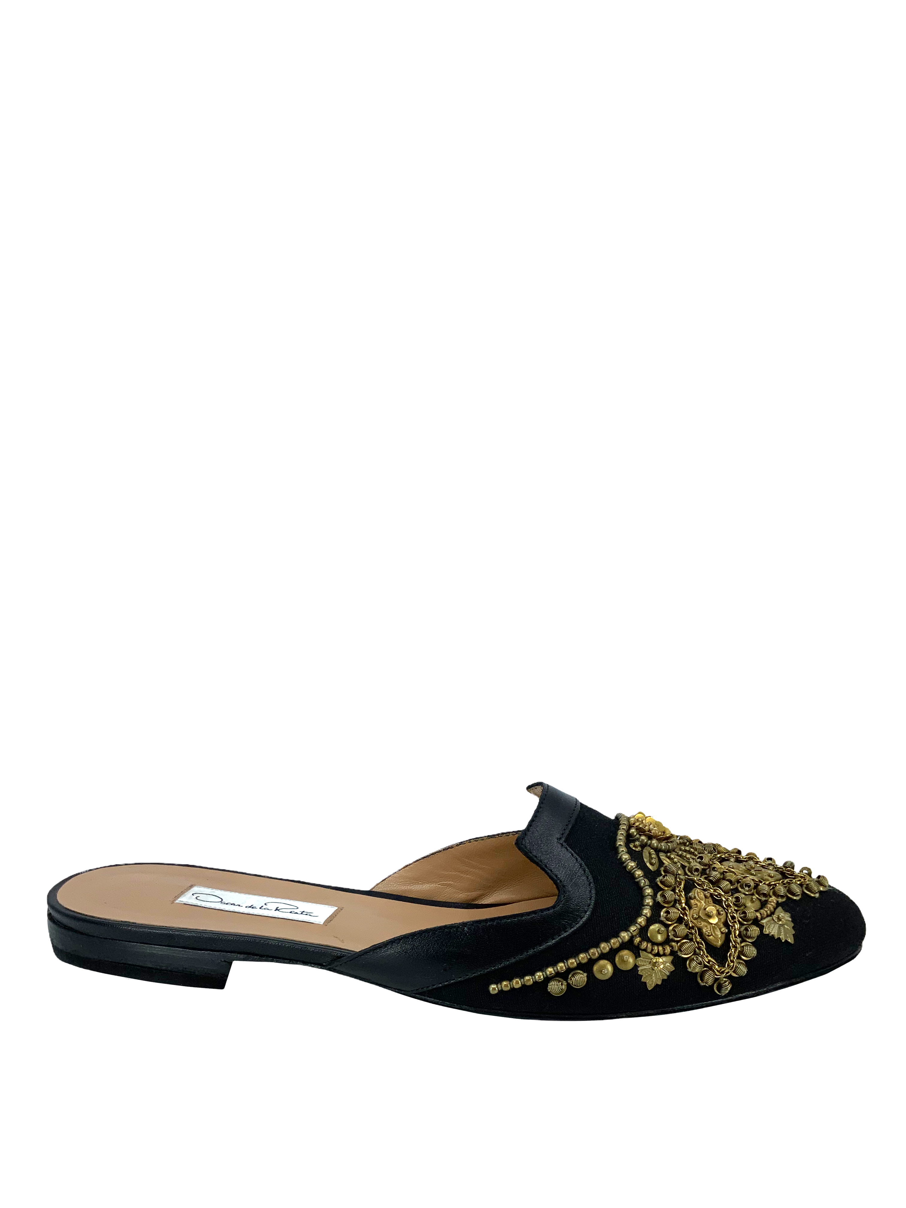 Oscar De La Renta Embroidered Spanish Canvas Mules Women's Size 11 | Comfortable Slip-On Shoes for Casual Wear, Beach & Summer Outfits