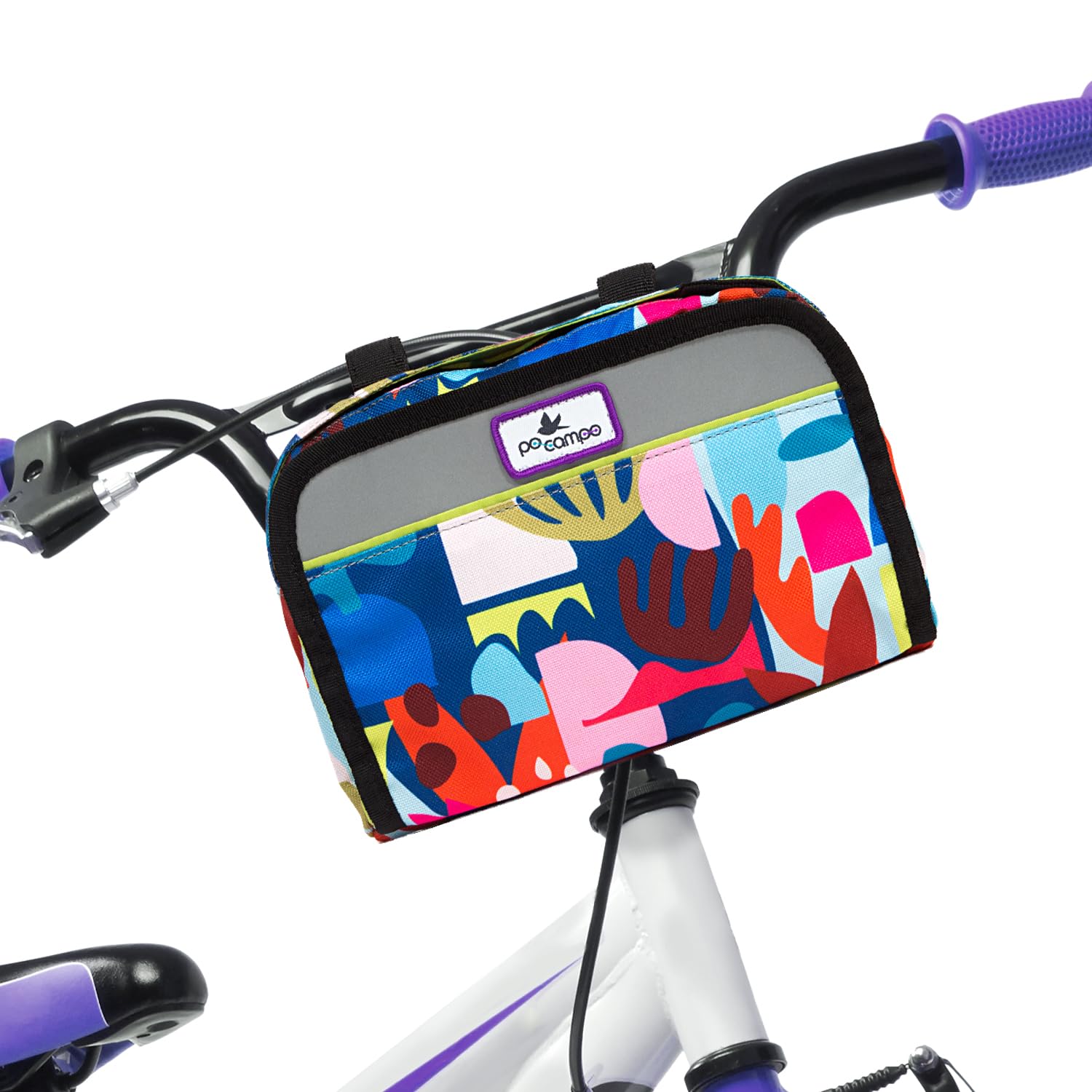 Po Campo Kids Bicycle Handlebar Bag - Waterproof Front Mount Bike Basket for Boys & Girls | Converts to Crossbody Bag | Perfect for School, Park Rides & Scooter Adventures